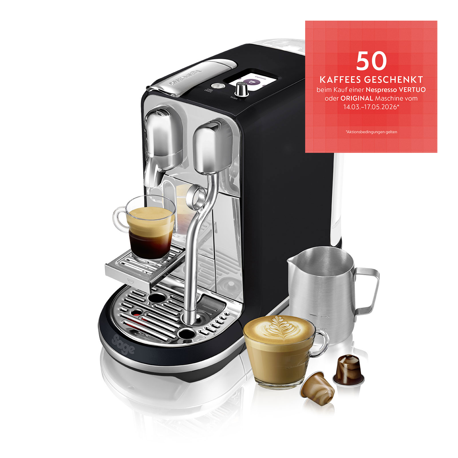 Sage the Creatista Plus SNE800BTR Trüffelschwarz Nespresso-Kapselmaschine