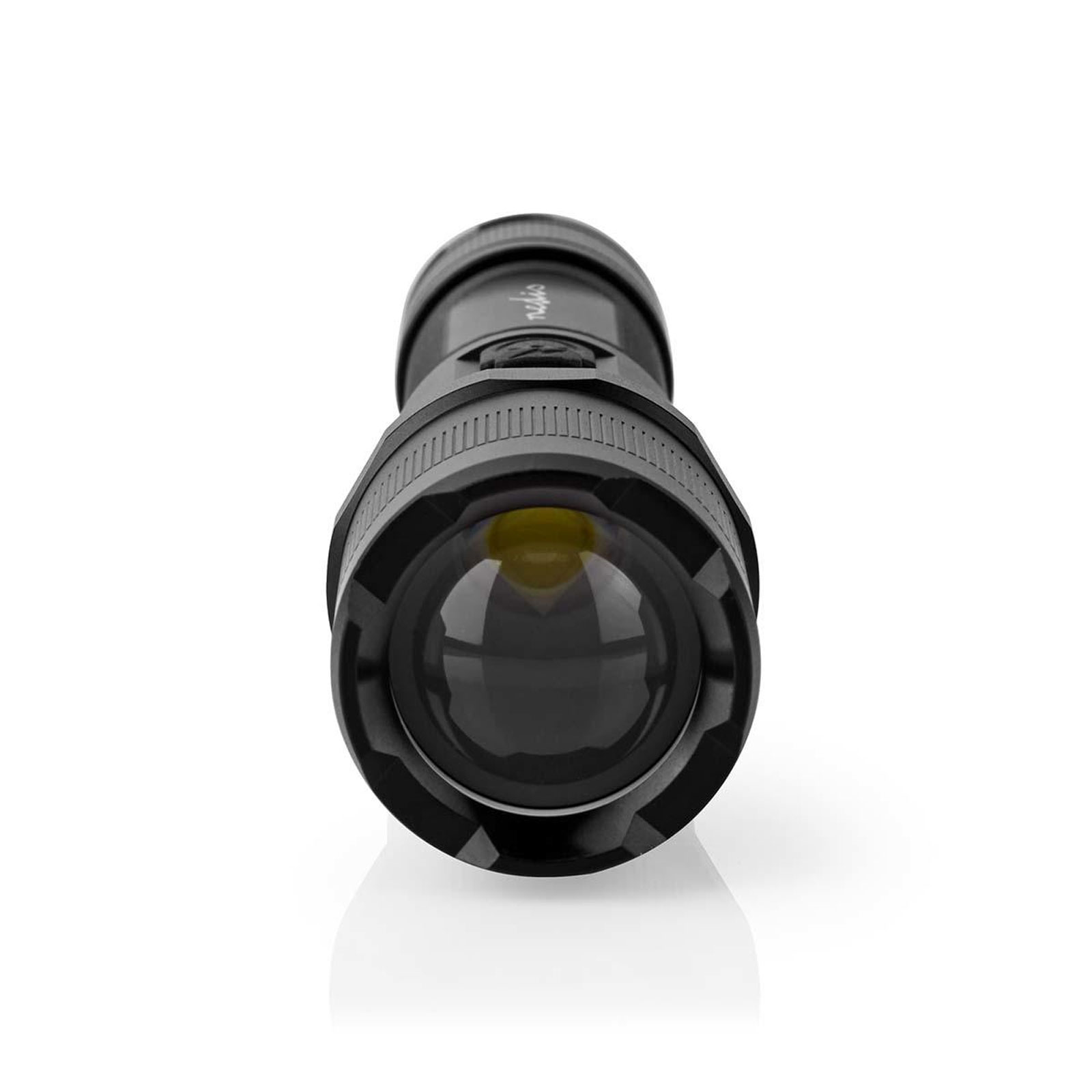NEDIS LED-Taschenlampe 10W Lith. schwarz (3.7 V DC, 10 W, Eingebautes Lithium Ion, Wiederaufladbar,)
