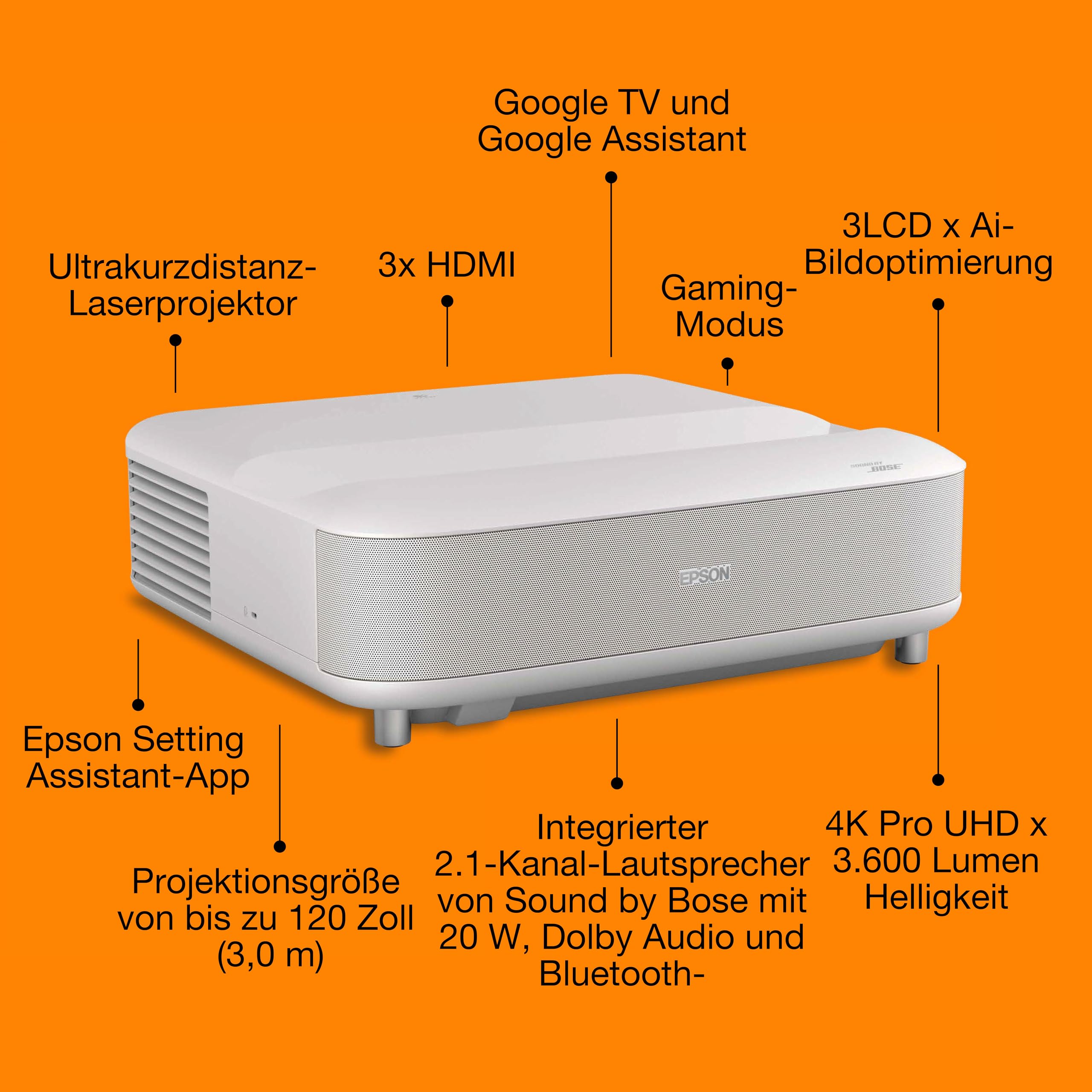 Epson Lifestudio Grand EH-LS670 Smart-Laserprojektor 4K PRO-UHD