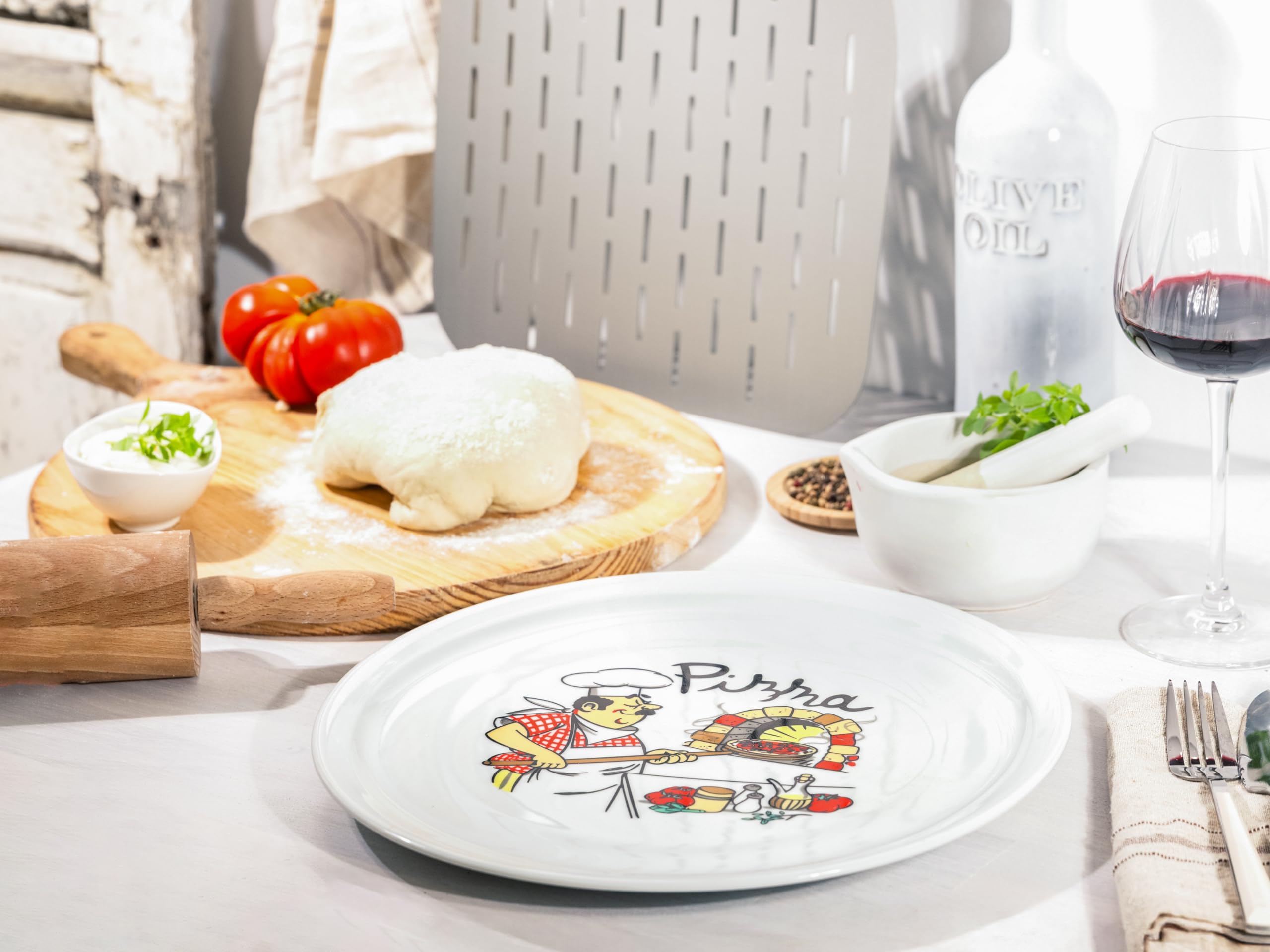 CreaTable 24439 Pizzateller Milano-Pizzabäcker 4-tlg. 4 Personen Pizzateller