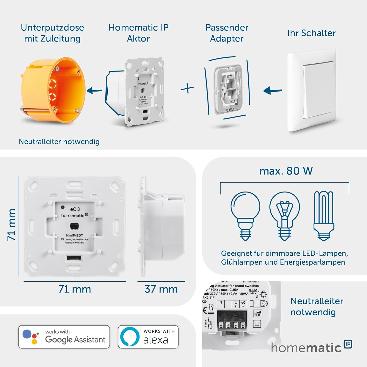 EQ-3 HMIP Dimmaktor für Markenschalter - Phasenabschnitt