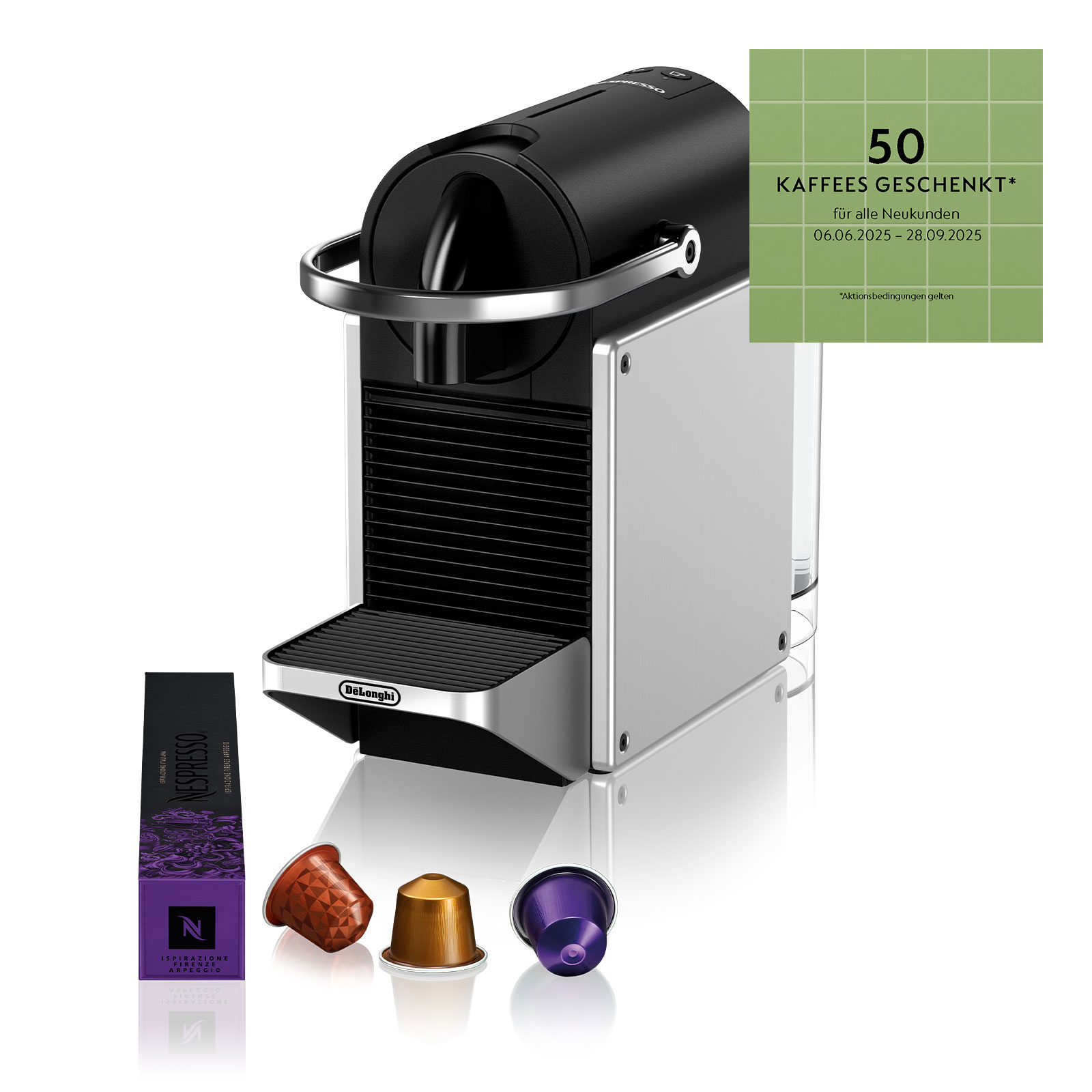 De'Longhi EN127.S PIXIE Re-Design silber Nespresso-Kapselmaschine