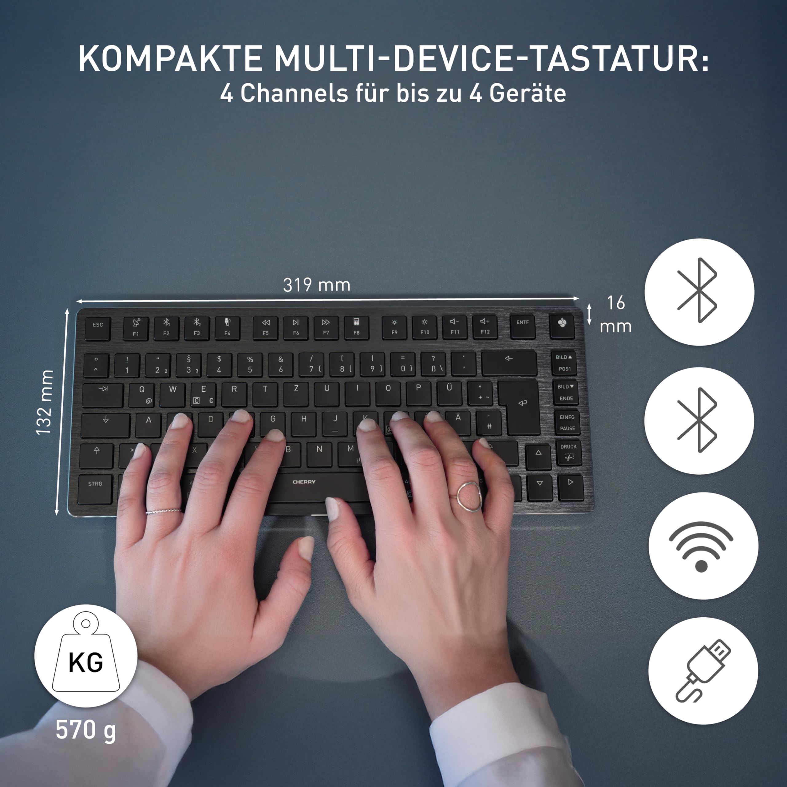 CHERRY KW X ULP 2.0 MINI, Ultra Flache Mechanische Kompakt-Tastatur