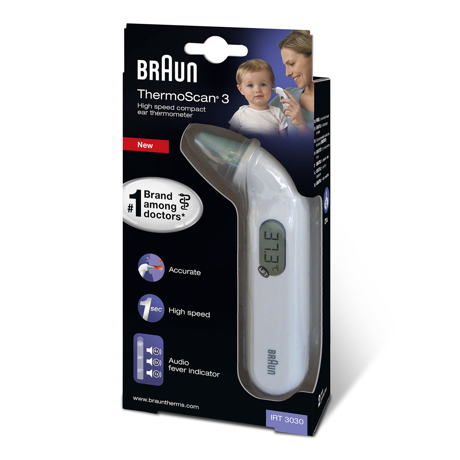 Braun IRT 3030 ThermoScan 3 Infrarot-Ohrthermometer Fieberthermometer