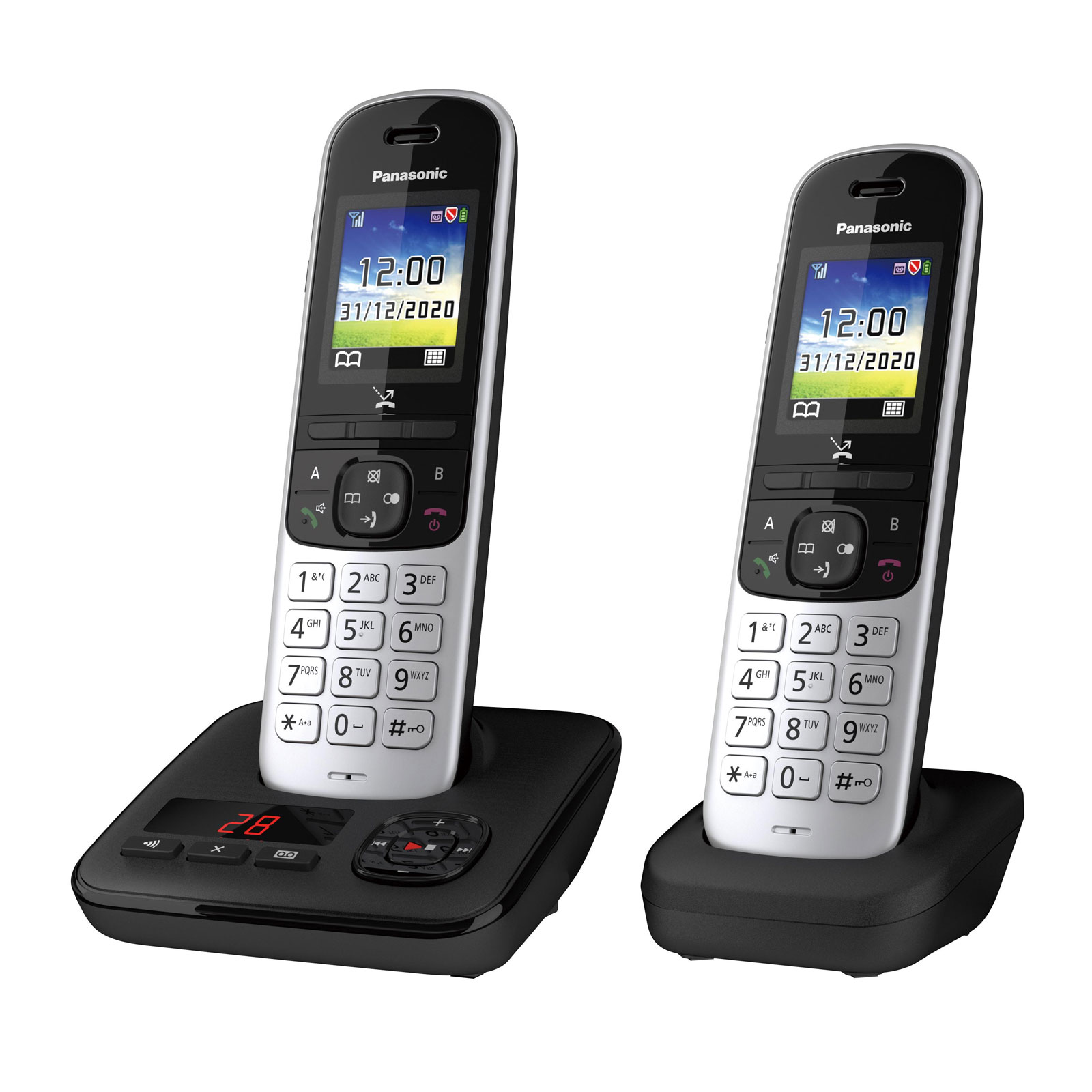 Panasonic KX-TGH722 GS GG Schnurlostelefon Duo mit Anrufbeantworter