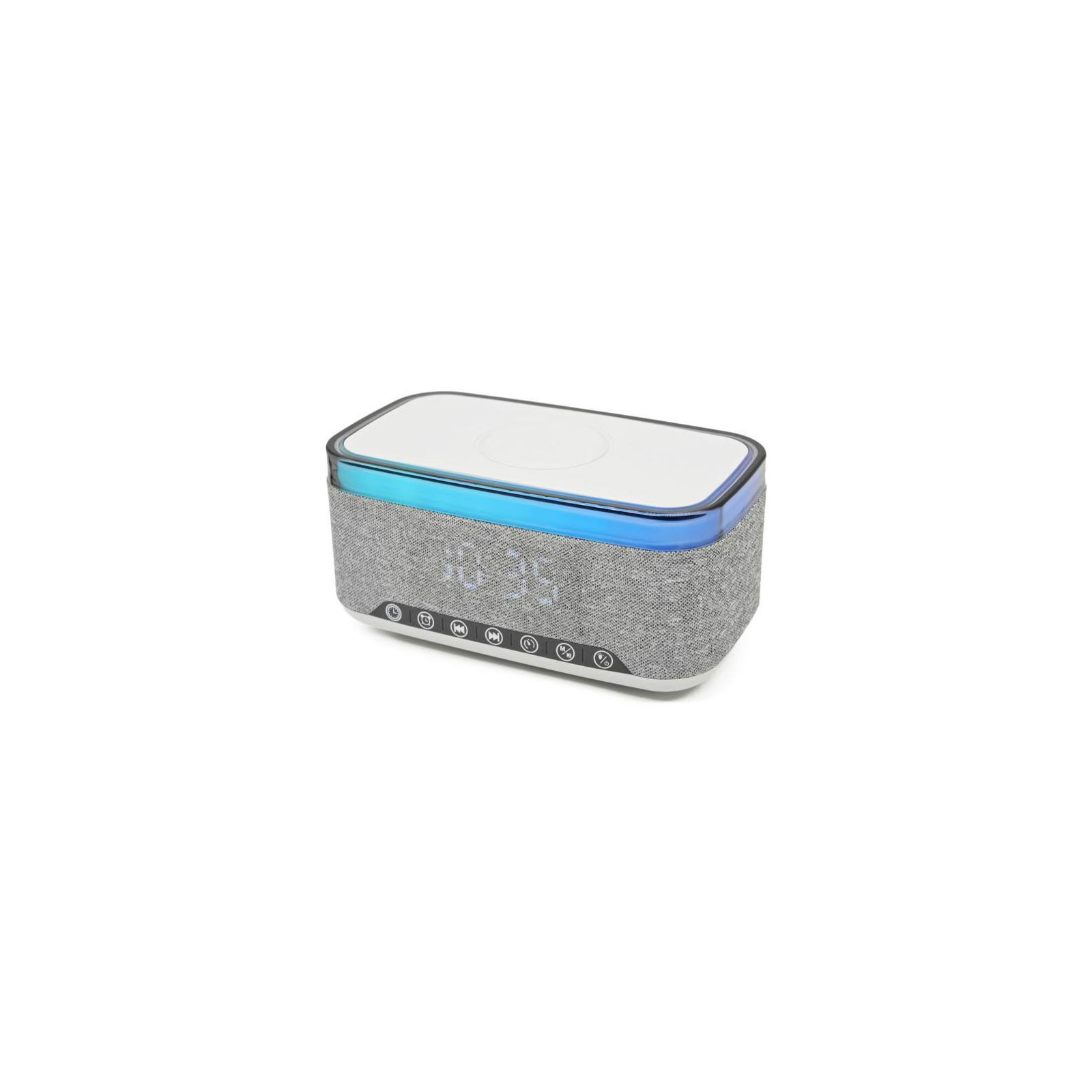 DENVER Radiowecker CRQ-225 grau (UKW-Radio, Bluetooth, Wireless Charging (15W), USB-A, MicroSD, AUX, LED-Digitaldisplay)