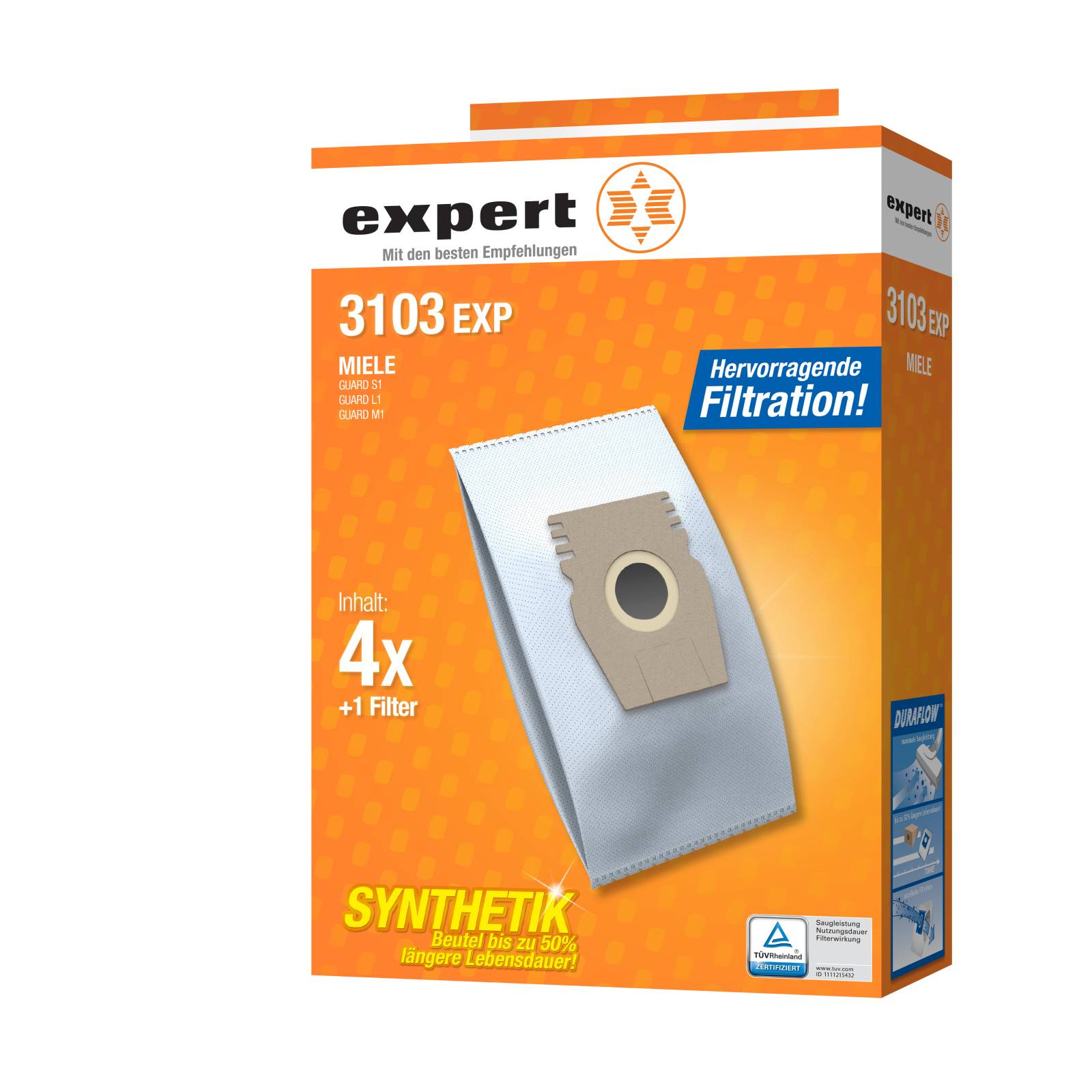 expert 3103EXP Staubsaugerbeutel 4 Beutel 1 Motorfilter)
