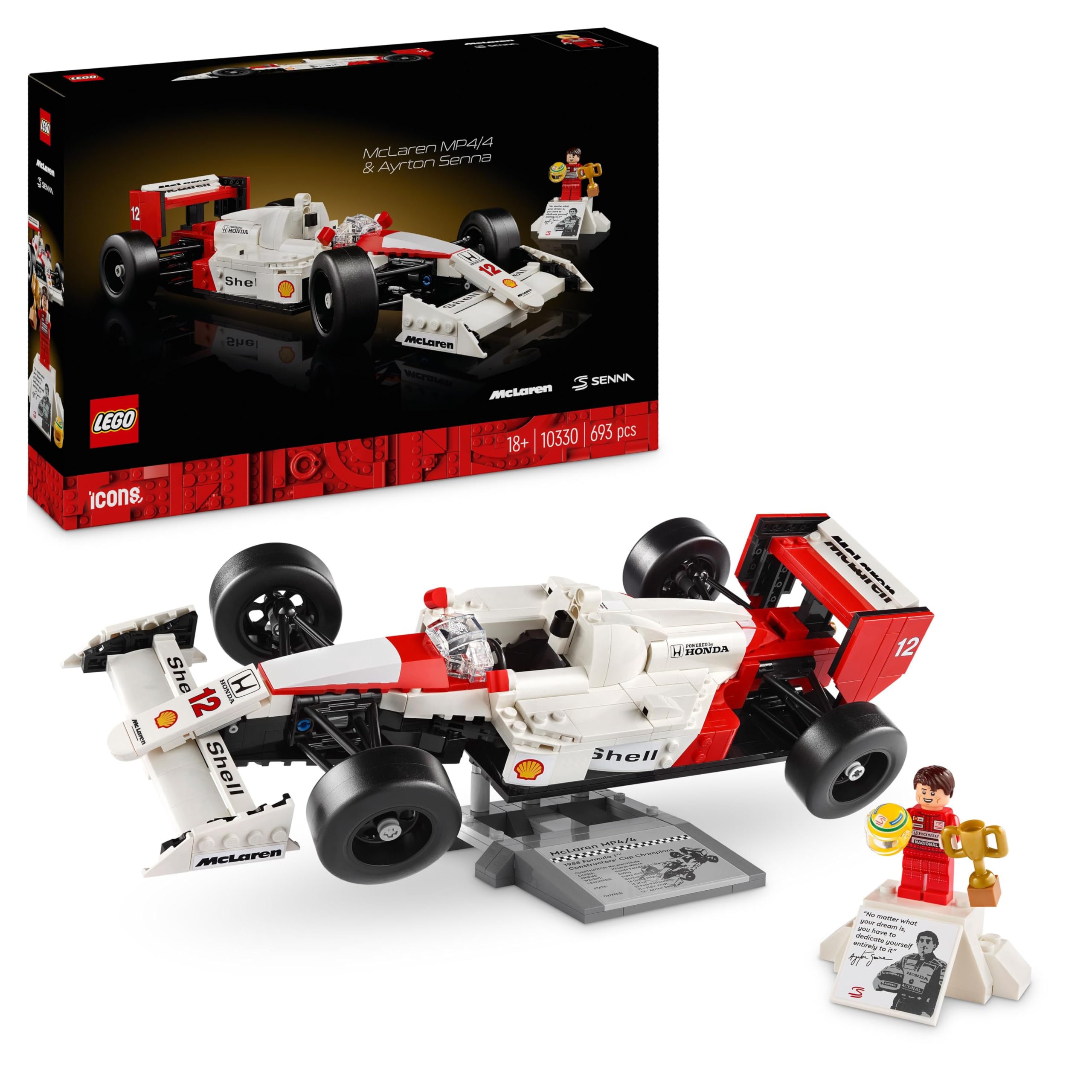 LEGO Icons McLaren MP4/4 & Ayrton Senna Modellauto Set