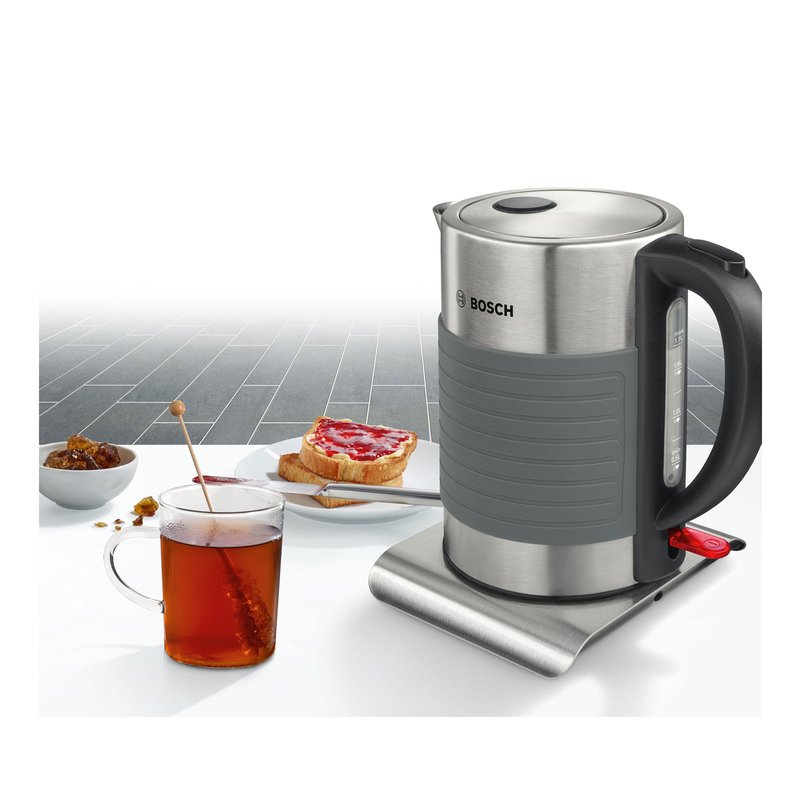 Bosch TWK7S05 Wasserkocher grau/schwarz Bosch TWK7S05 Wasserkocher grau/schwarz