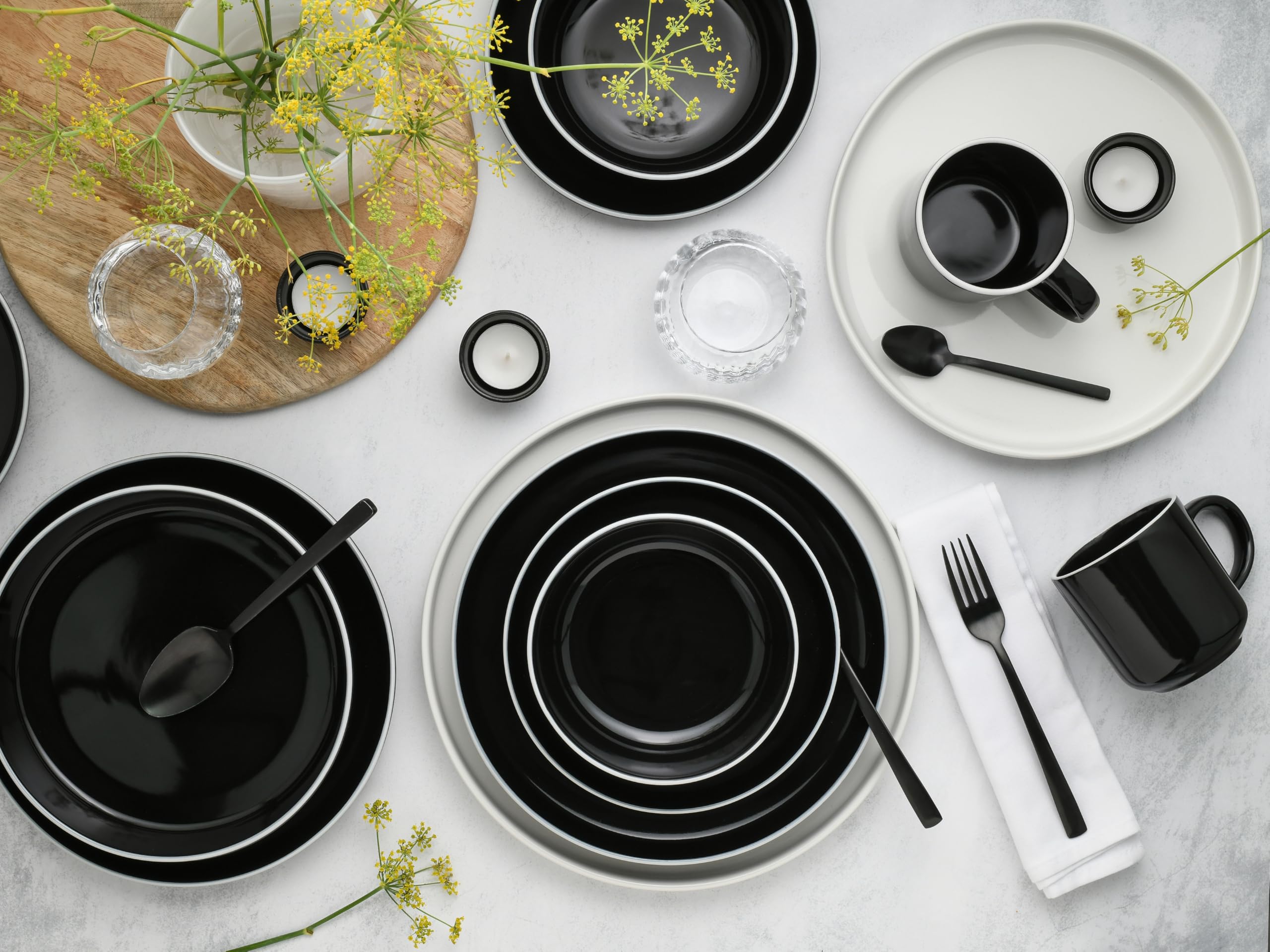 CreaTable 24804 Kombiservice Serie Nordic Gourmet Schwarz 30-tlg. 6 Personen