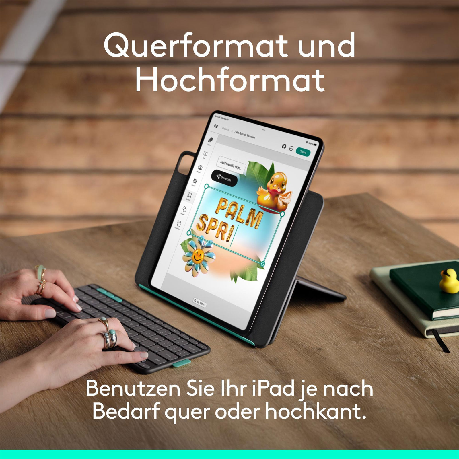 Logitech Folio Touch, graphite, für iPad Pro &; iPad Air 13 Zoll Tablet-Tastatur