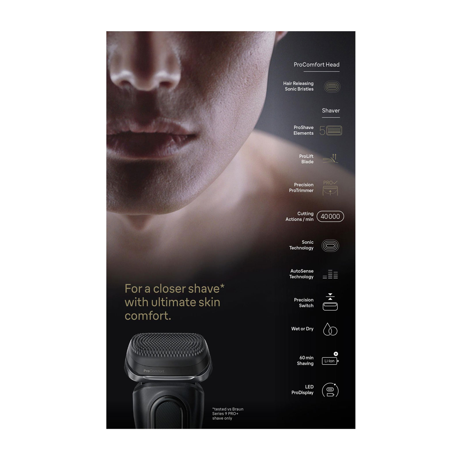 BRAUN Herrenrasierer Series 9 Pro+ 9590cc ProComfort Aufsatz