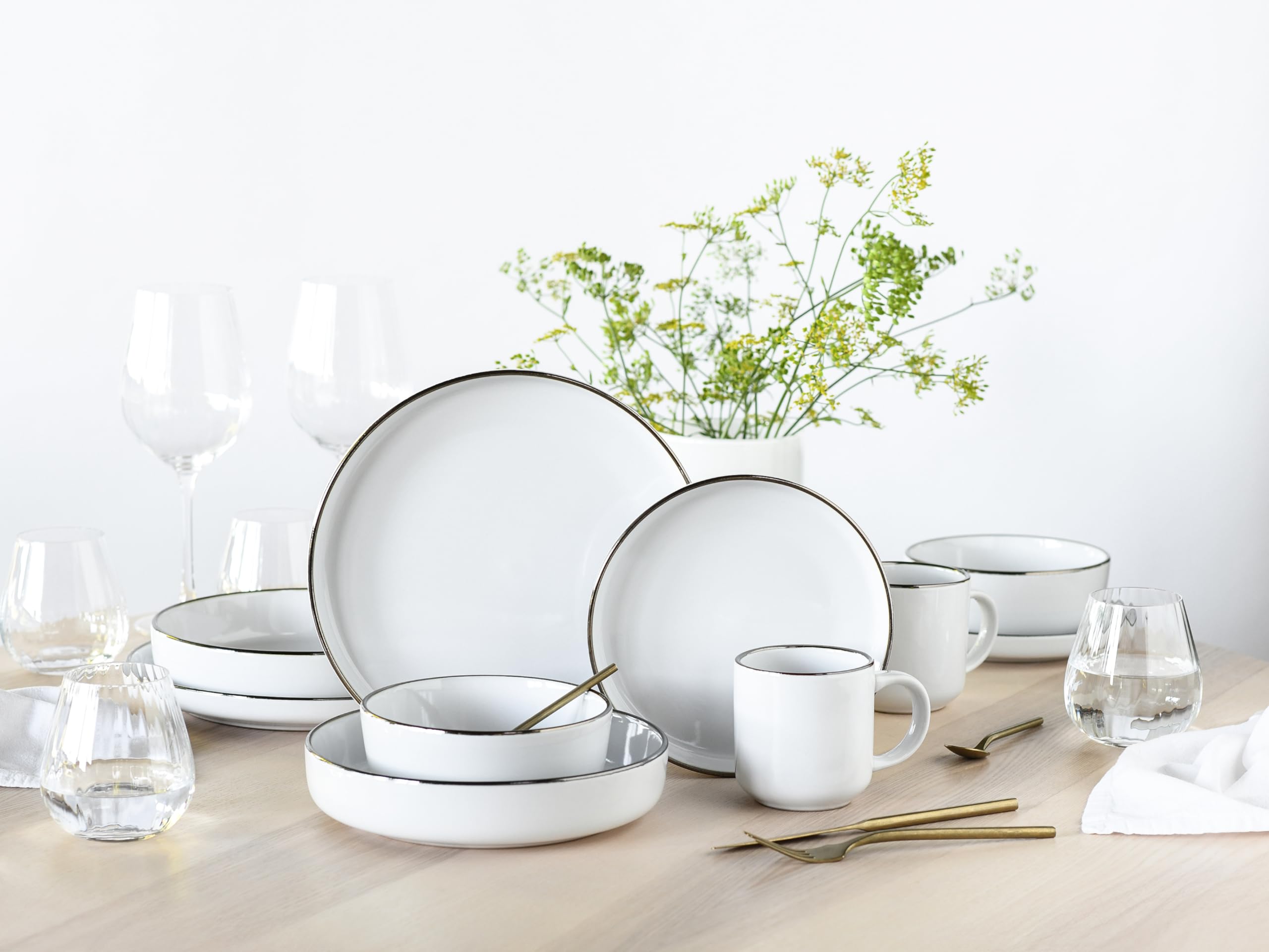 CreaTable 24795 Kombiservice Serie Nordic Festive Weiss 10-tlg. 2 Personen