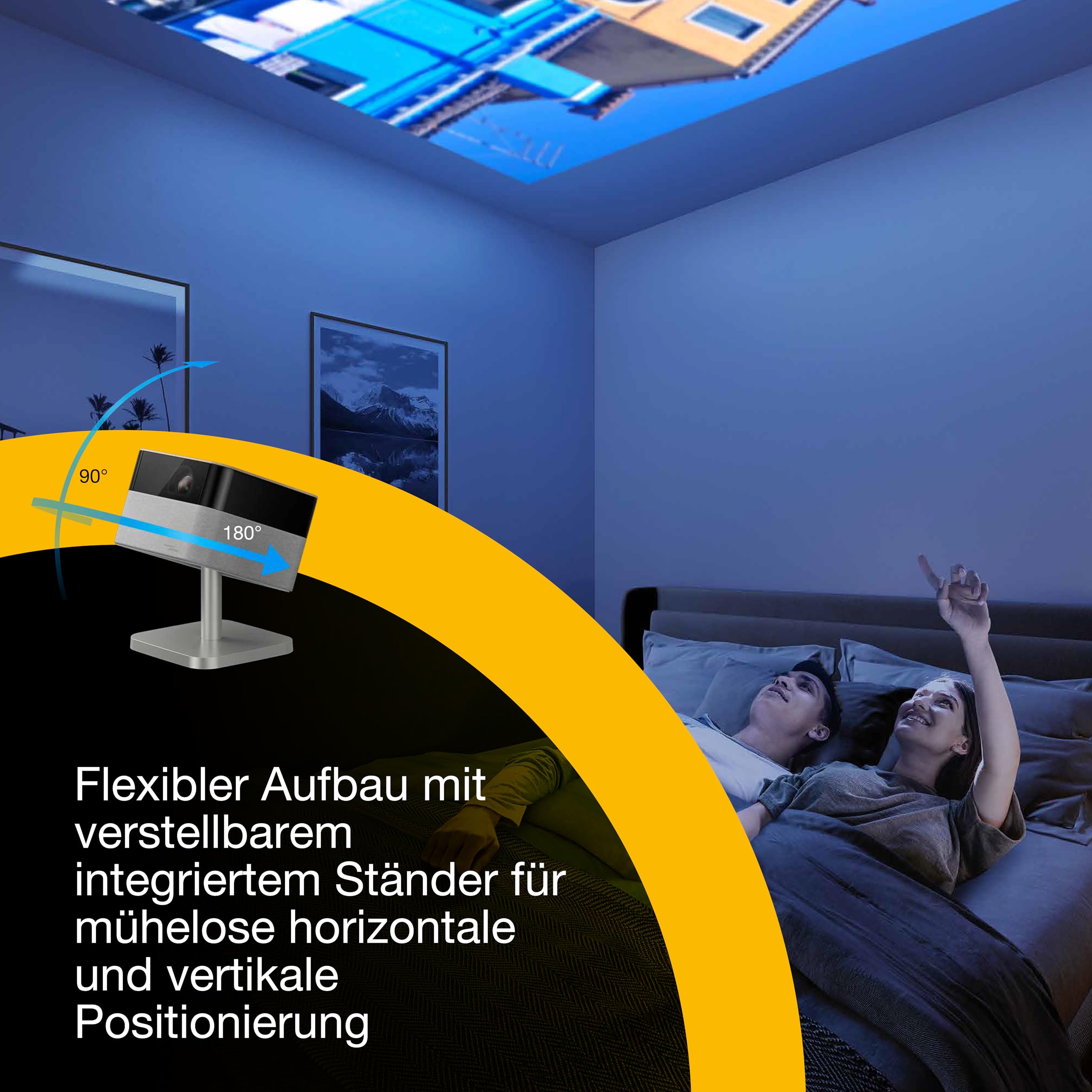 Epson Lifestudio Flex EF-72 Eiche, tragbarer Smart-Projektor, Sound by Bose