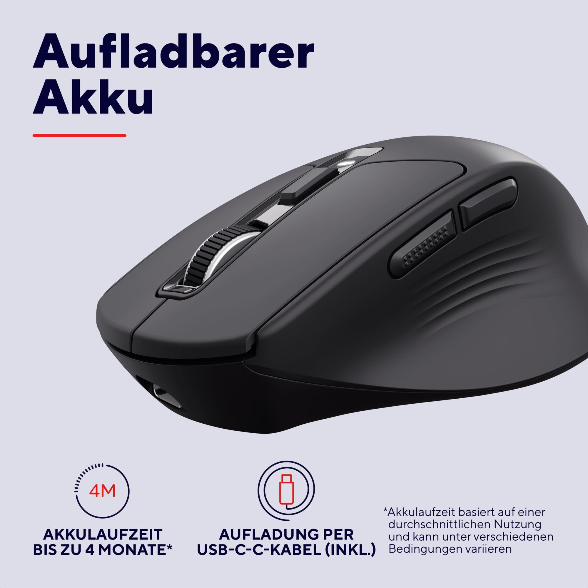 Trust Niven Kabellose Maus Bluetooth + 2.4GHz, Leise Tasten, Mehrgeräte Funkmaus