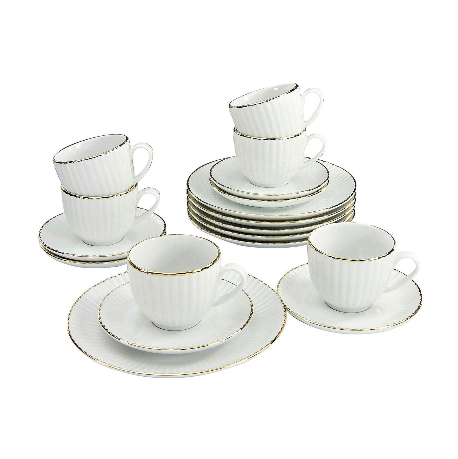 CreaTable, 20617, Serie Allegra GOLDBAND , Geschirrset, Kaffeeservice 18 teilig