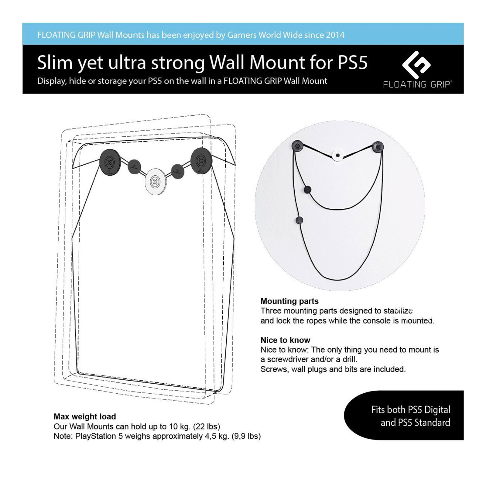 Floating Grip PS5 Bundle Box Wandhalterung