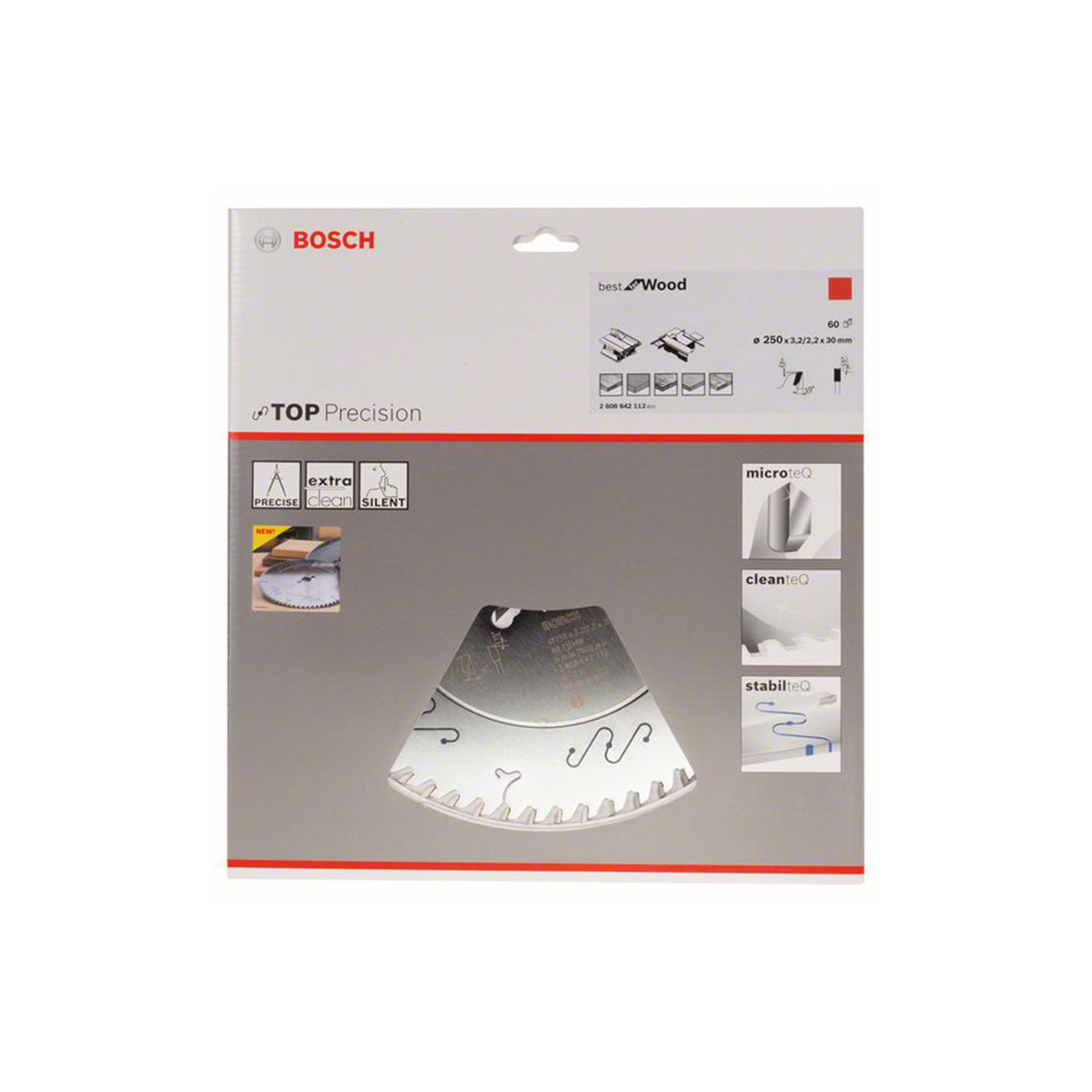 Bosch Professional Kreissaegeblatt Top Precision Best for Wood, 250 x 30 x 3,2 mm, 60