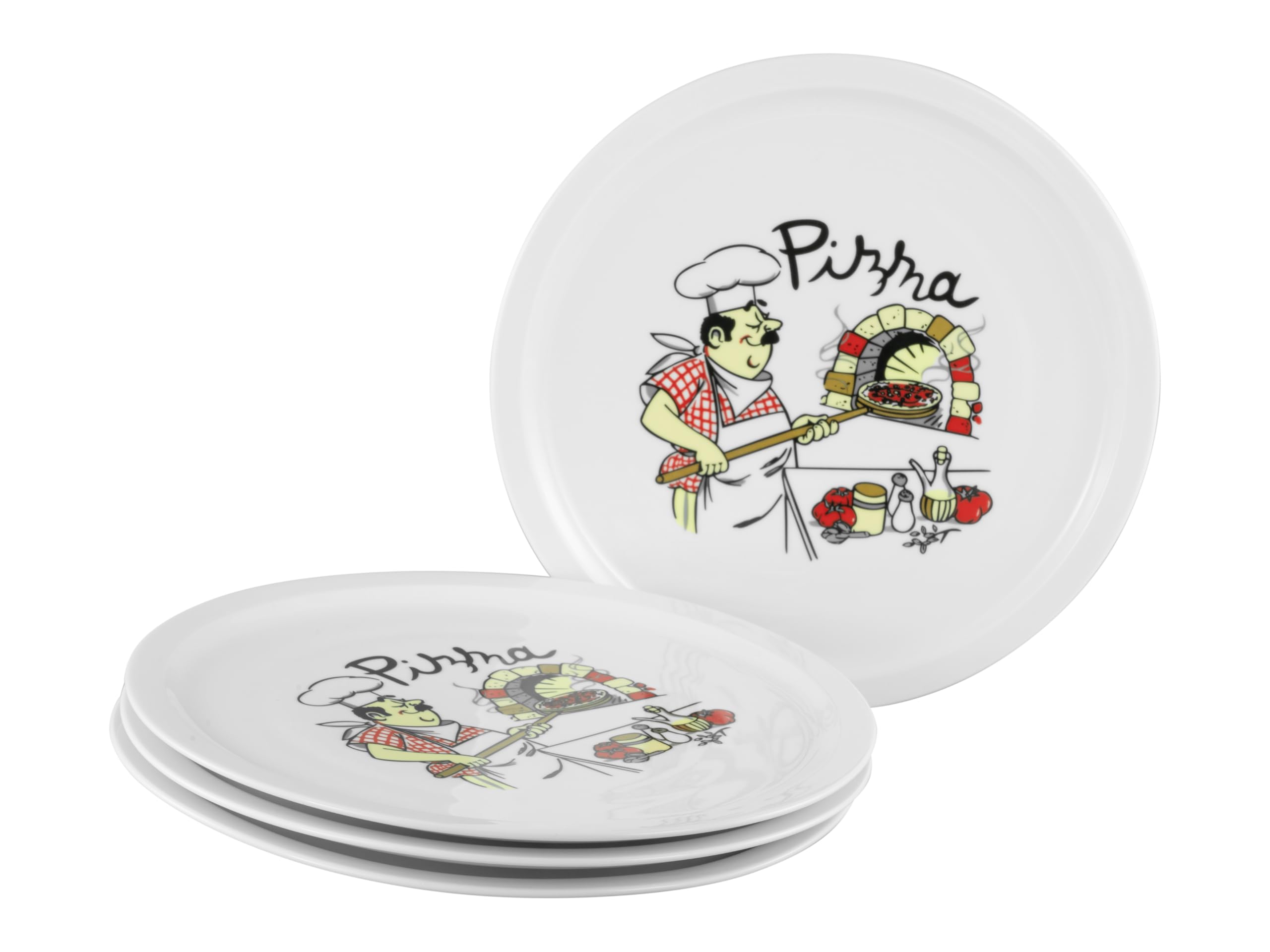 CreaTable 24439 Pizzateller Milano-Pizzabäcker 4-tlg. 4 Personen Pizzateller