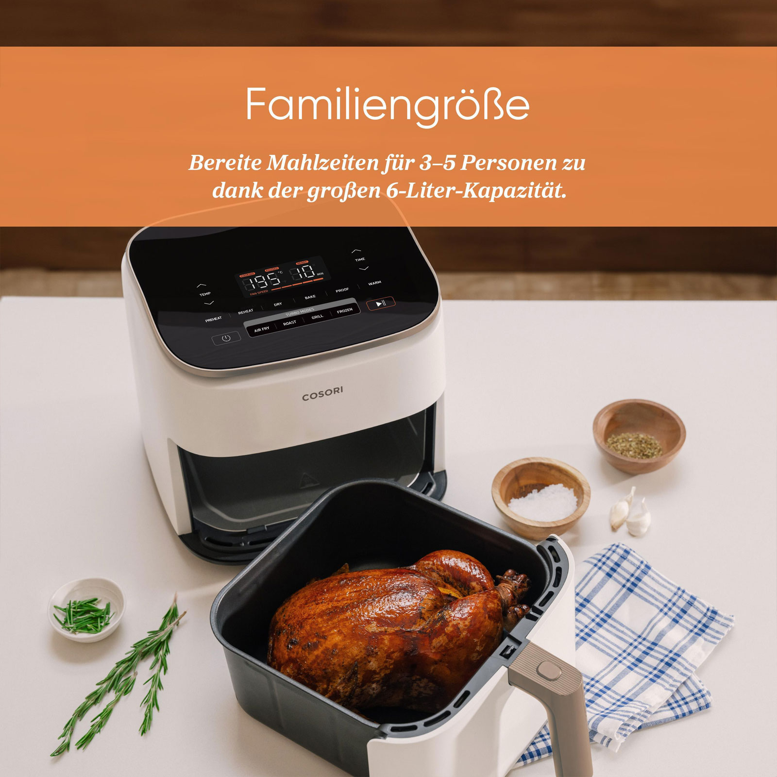 Cosori CAF-DC602-WEUR TurboBlaze Heißluftfritteuse Cosori CAF-DC602-WEUR TurboBlaze Heißluftfritteuse