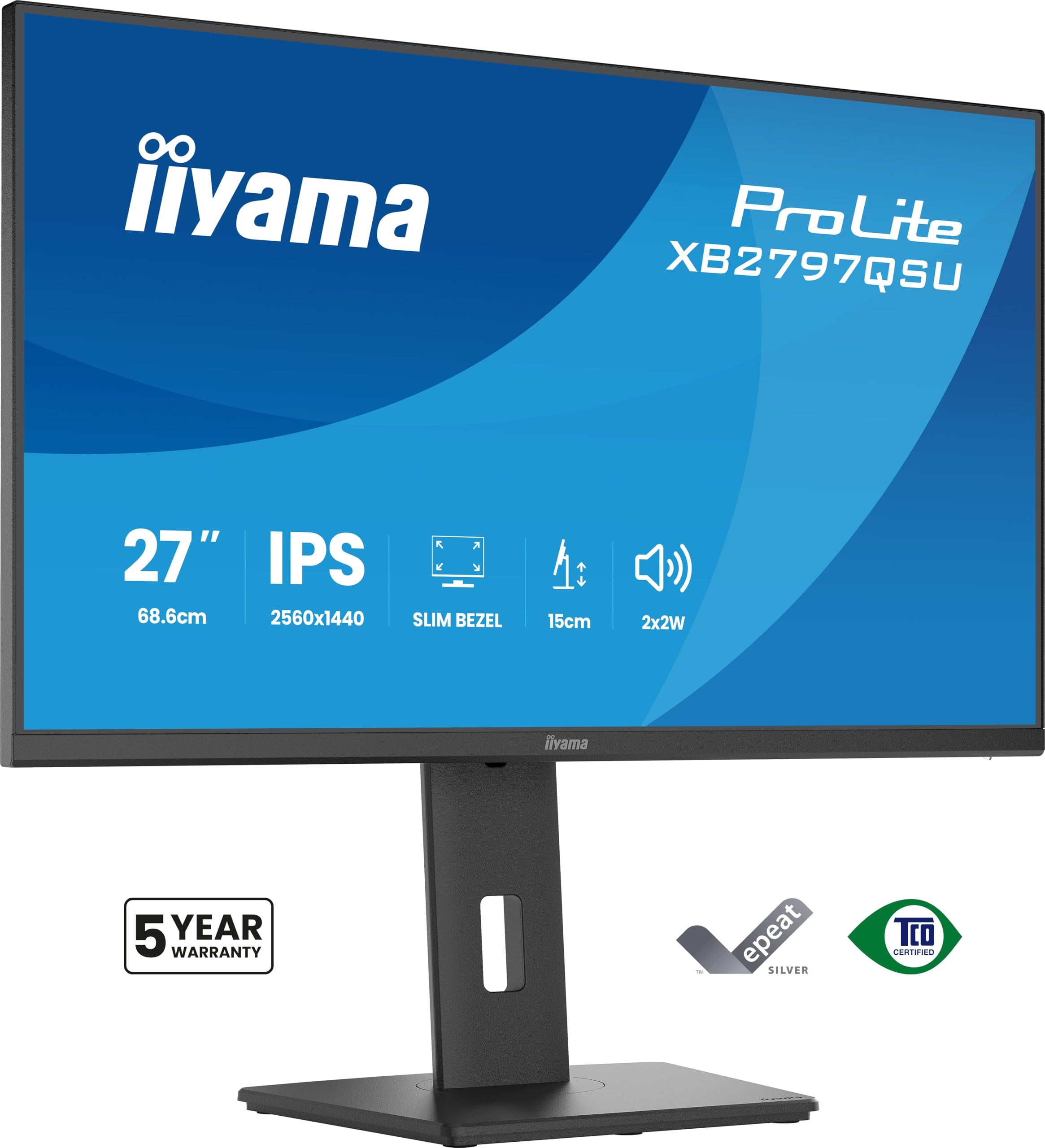 iiyama ProLite XB2797QSU-B1, Schwarz, 27 Zoll, QHD, IPS, 75 Hz, 1 ms HDMI