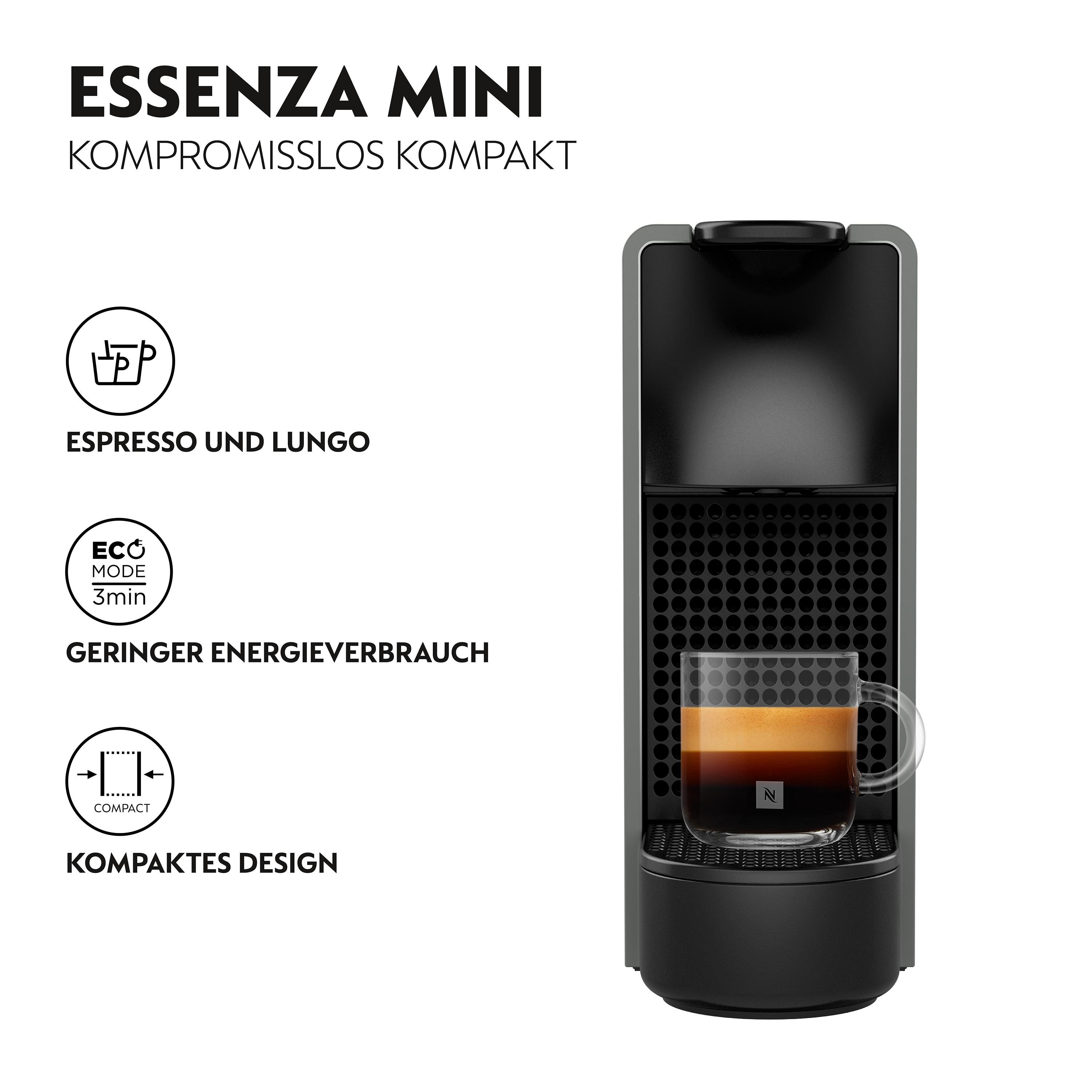 Krups XN110B Essenza Mini Nespressomaschine Grau