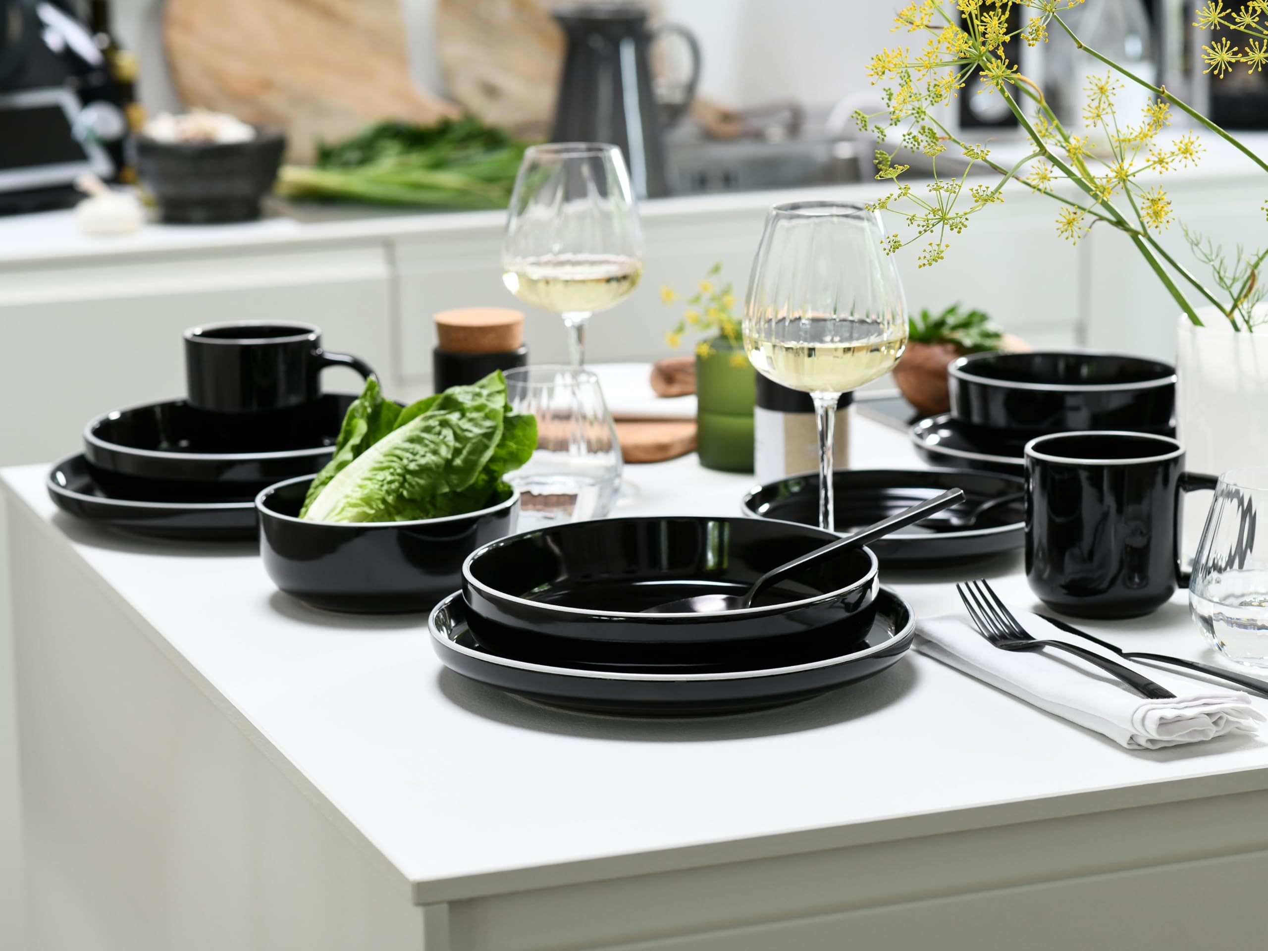 CreaTable 24804 Kombiservice Serie Nordic Gourmet Schwarz 30-tlg. 6 Personen