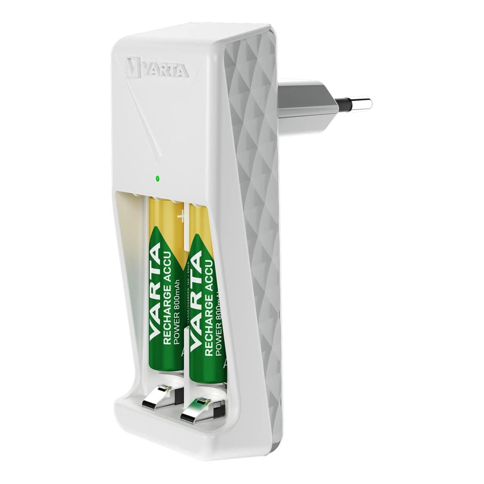 VARTA Ladegerät Mini Charger 2x AA 56706 2100mAh (4,5 h Ladezeit, lädt 2 AA oder AAA Akkus, Ladeanzeige, 2x Recharge Accu Power AA 2100 mAh)