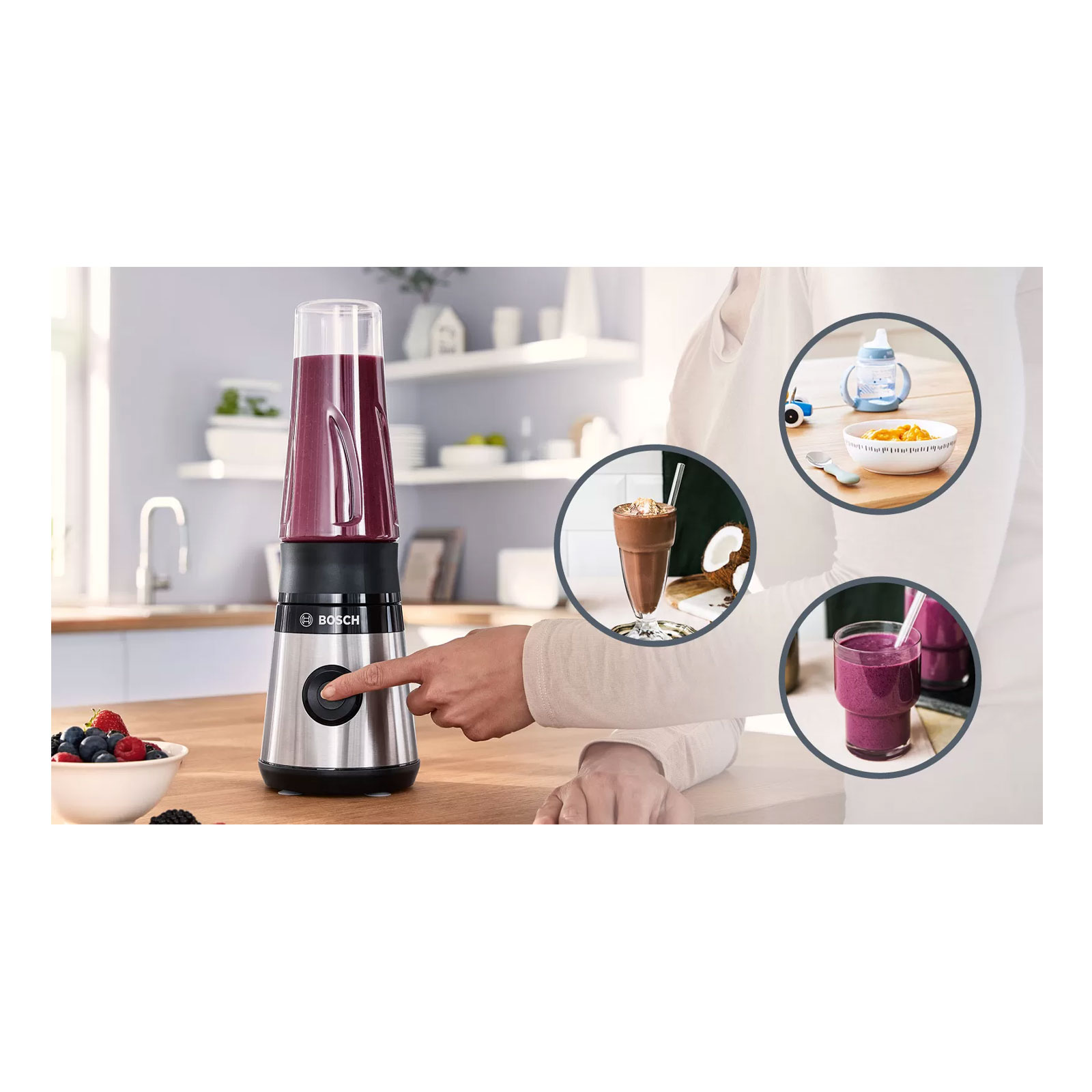 Bosch Standmixer, VitaPower Serie | 2, 450 W, Edelstahl MMB2111M