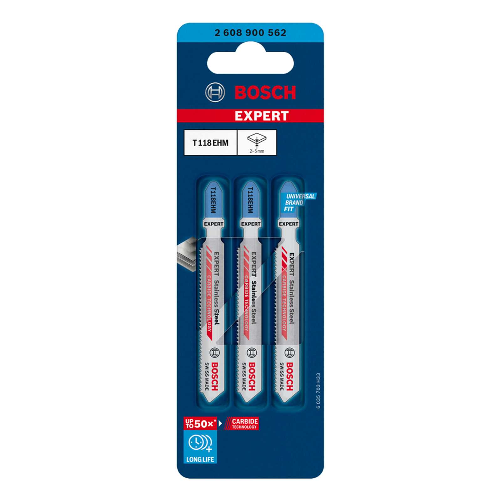 Bosch Professional Expert Stainless Steel T 118 EHM Stichsaegeblatt, 3 Stueck. Fuer Stichsaegen