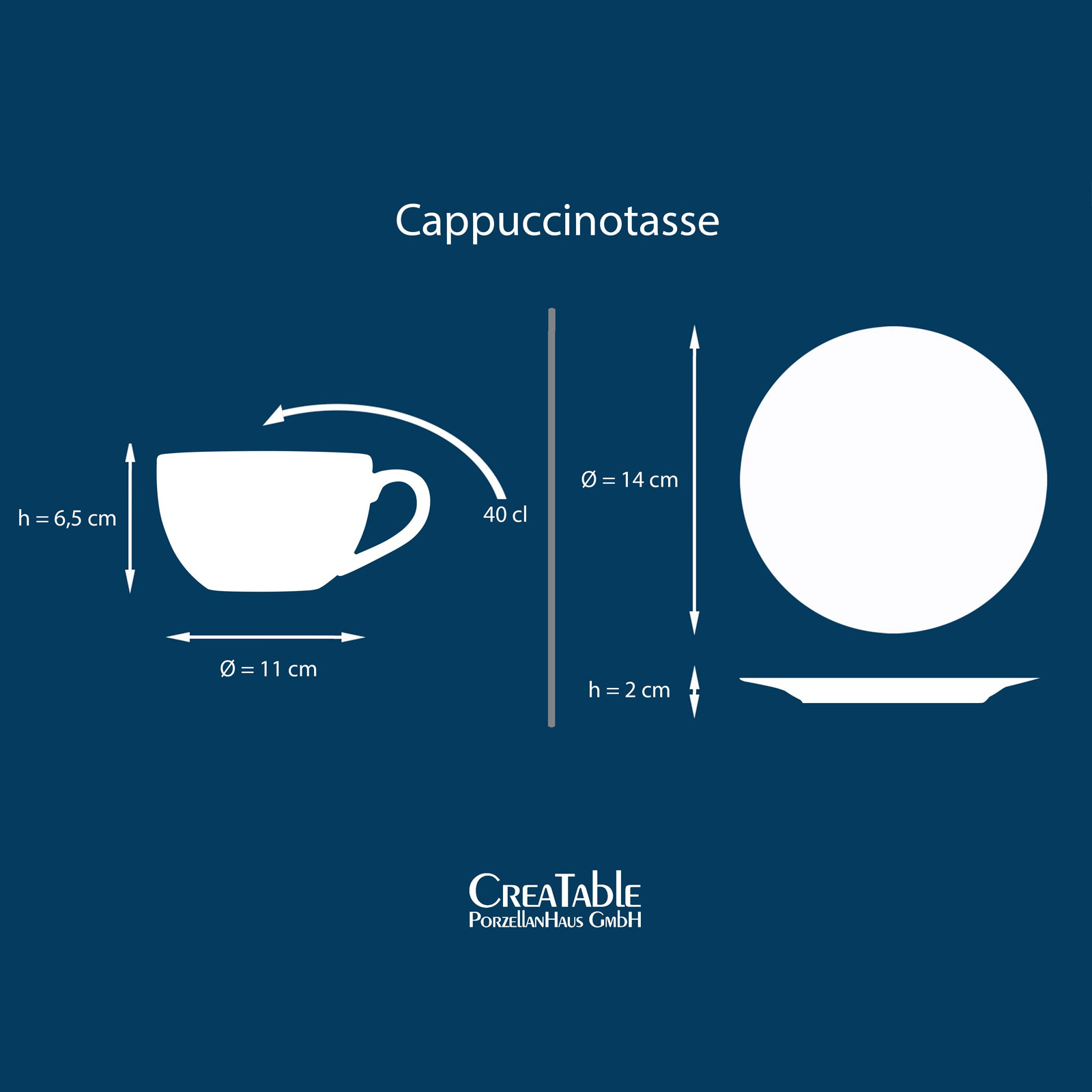CreaTable, 22877, Serie Nature Collection Mediterran, 8-teiliges Geschirrset, Cappuccino Set aus Steinzeug