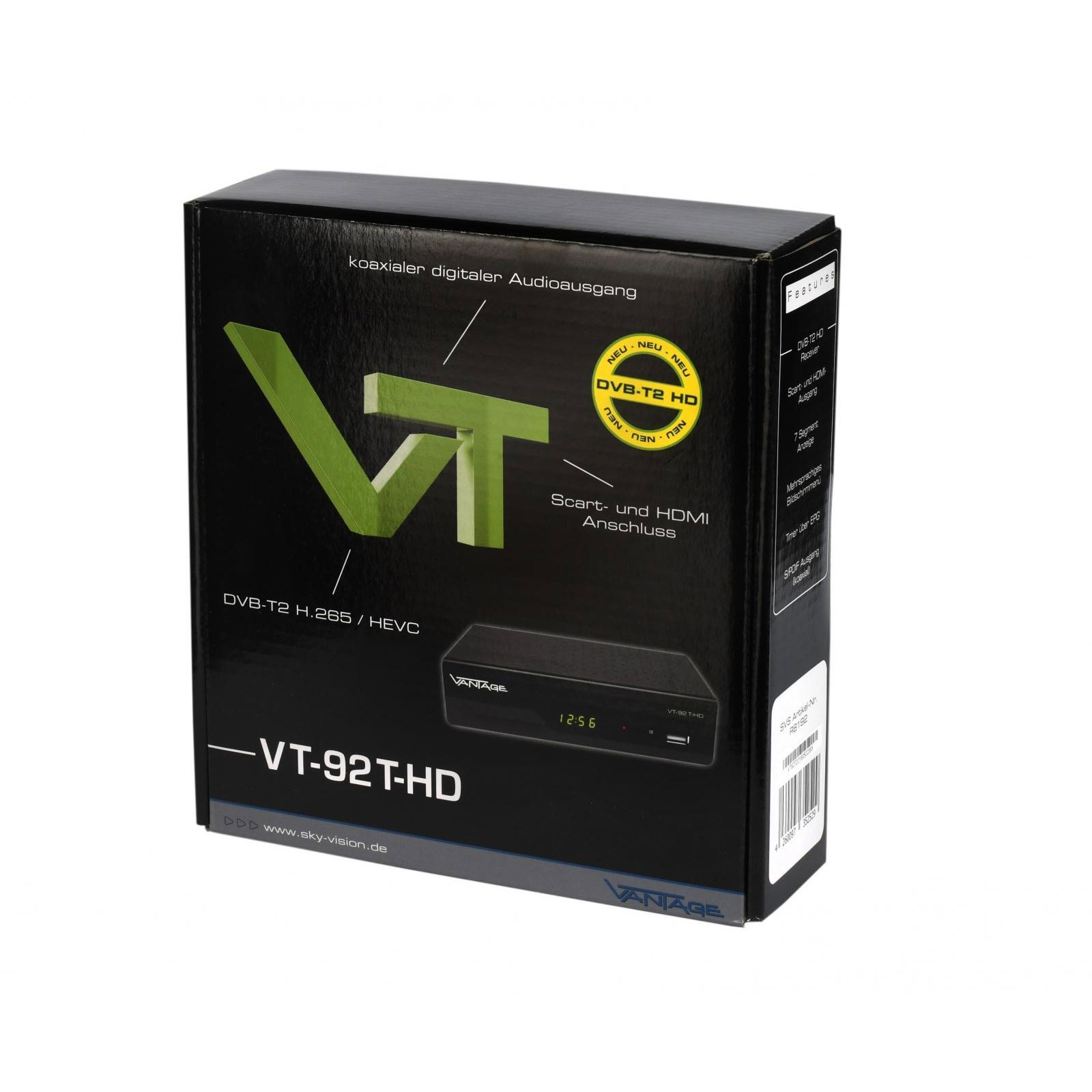 Vantage VT-92 T-HD Receiver (DVB T2, HEVC, Display, USB, HDMI, SCART, Mediaplayer) schwarz Vantage VT-92 T-HD Receiver (DVB T2, HEVC, Display, USB, HDMI, SCART, Mediaplayer) schwarz