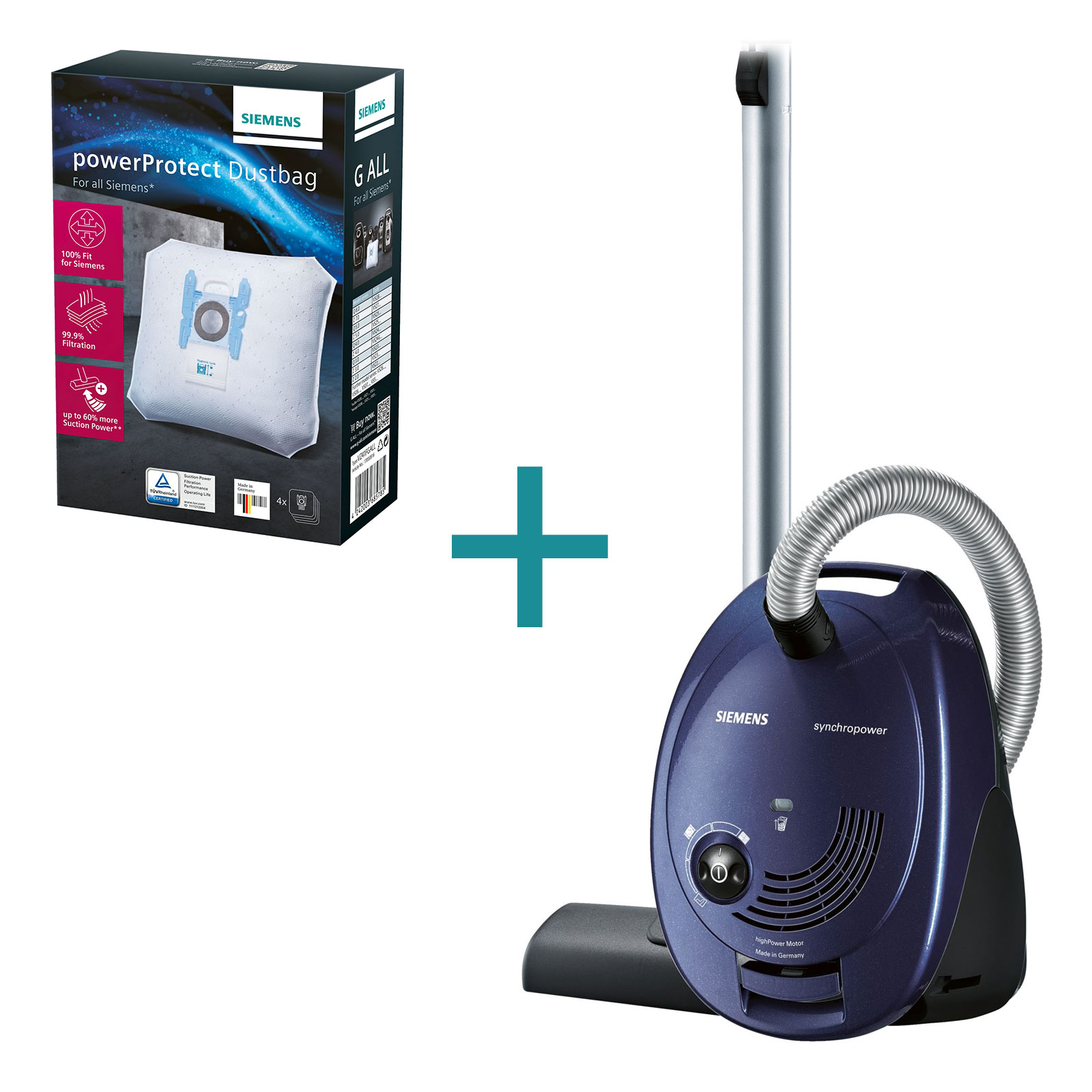 Siemens VS06A111 Bodenstaubsauger inkl. VZ41FGALL Staubbeutel Siemens VS06A111 Bodenstaubsauger inkl. VZ41FGALL Staubbeutel