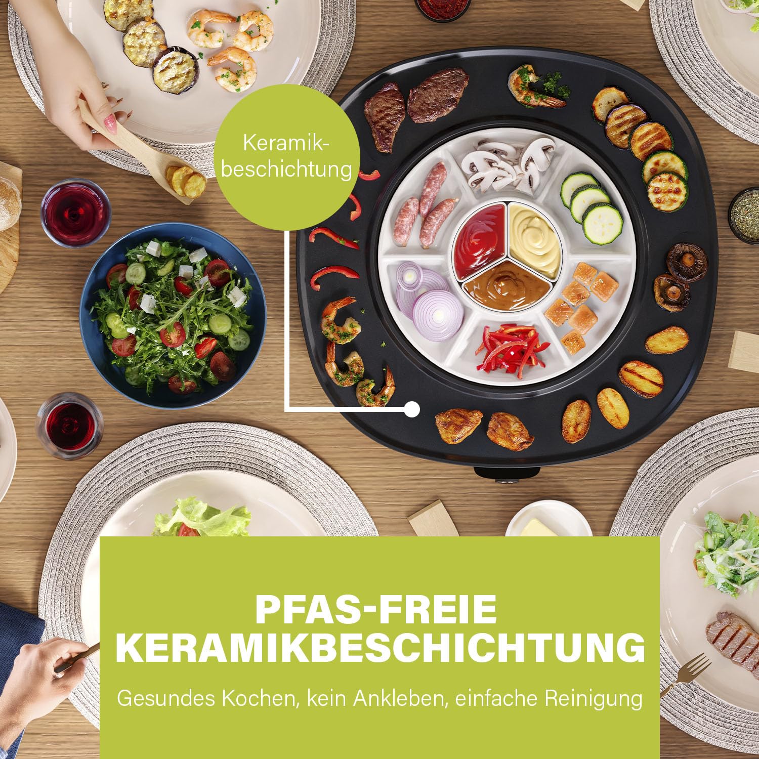 Chef Pirouette Elektro-Plancha mit Drehtablett – 45 x 45 cm Kochfläche