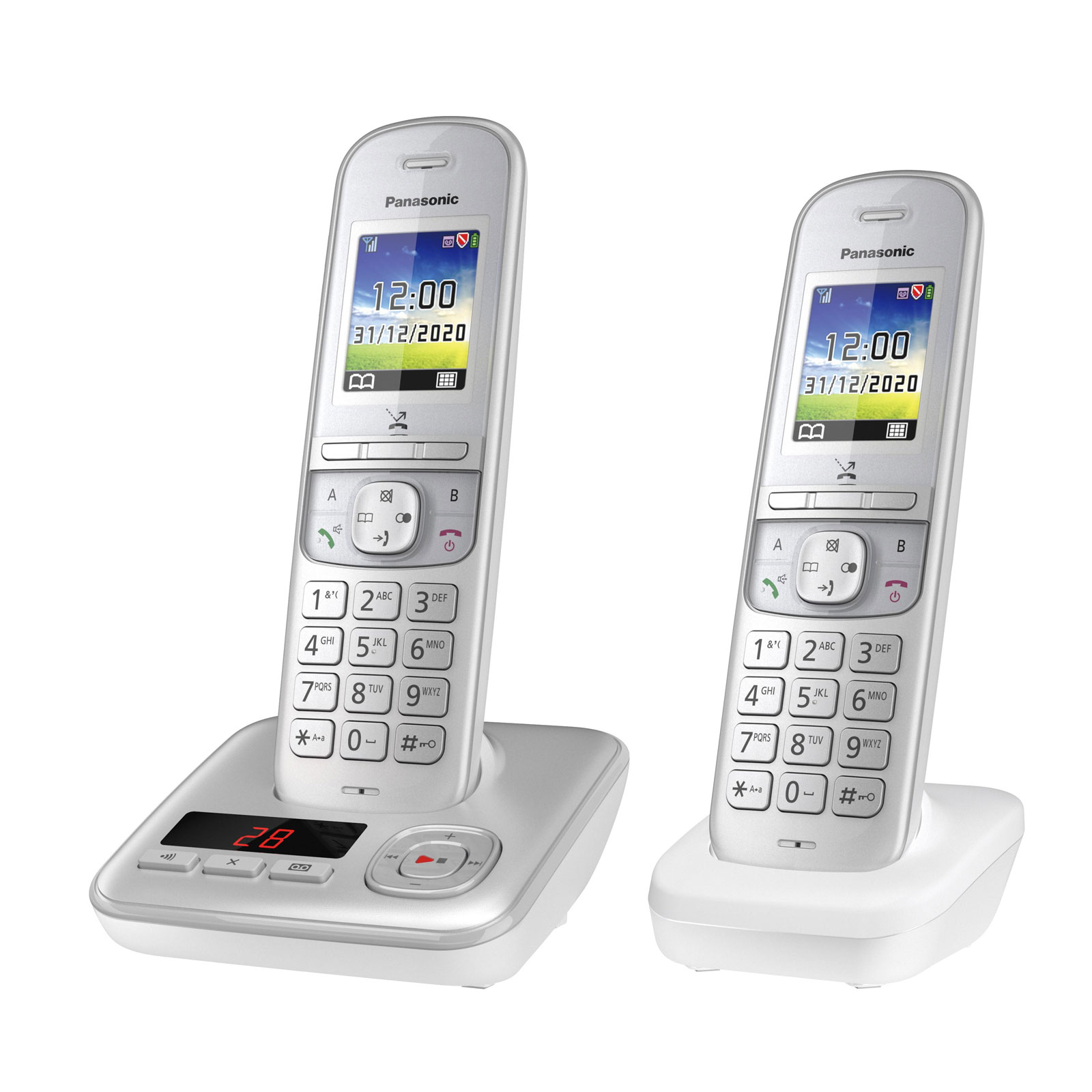 Panasonic KX-TGH722 GS GG Schnurlostelefon Duo mit Anrufbeantworter