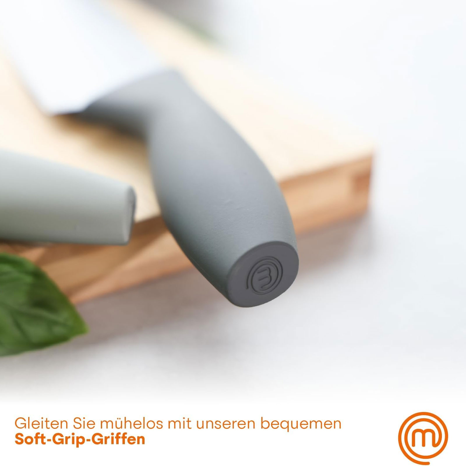 MasterChef FSC Schneidebrett + 3-teiliges Küchenmesser-Set + Küchentextilien-Set 3-teilig