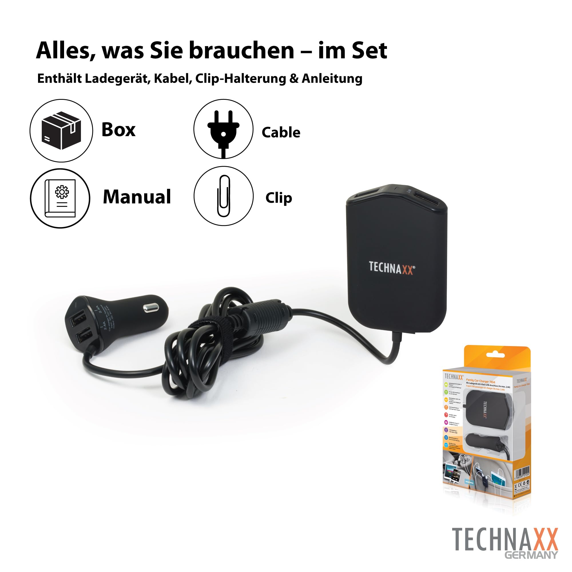 Technaxx Family Car Charger 4x USB (4x max. 2.4A), (TE14)