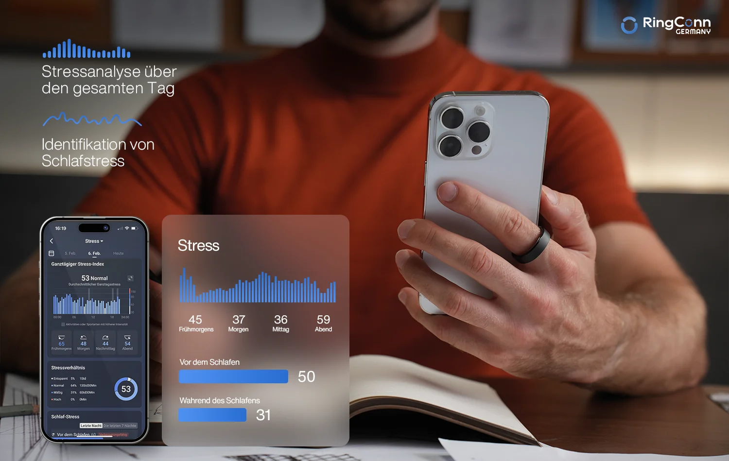 RingConn Smart Ring GEN 2, Future Silver, Gr. 11 Smartring