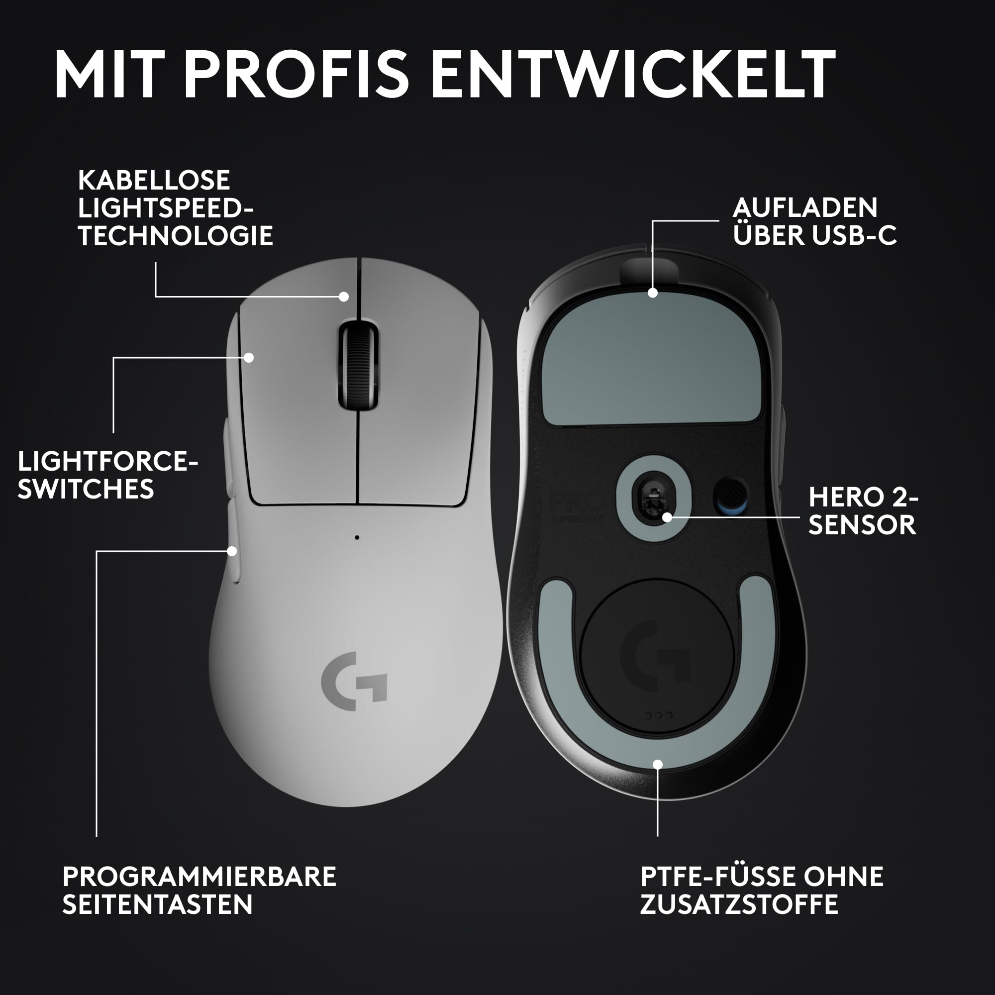 Logitech G PRO X SUPERLIGHT 2 DEX kabellose Gaming-Maus