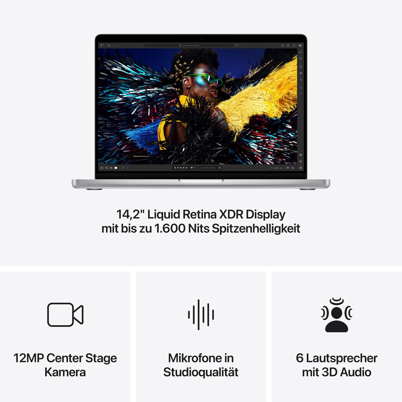 Apple MacBook Pro, Silber, 14 Zoll, M4 Max, 16-Core-CPU, 40-Core-GPU, 48GB, 1TB SSD