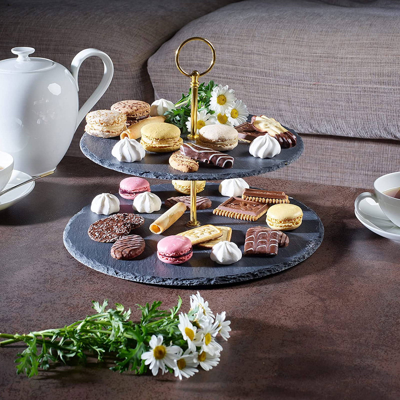 Echtwerk Schiefer Etagere 2‐Stöckig Echtwerk Schiefer Etagere 2‐Stöckig