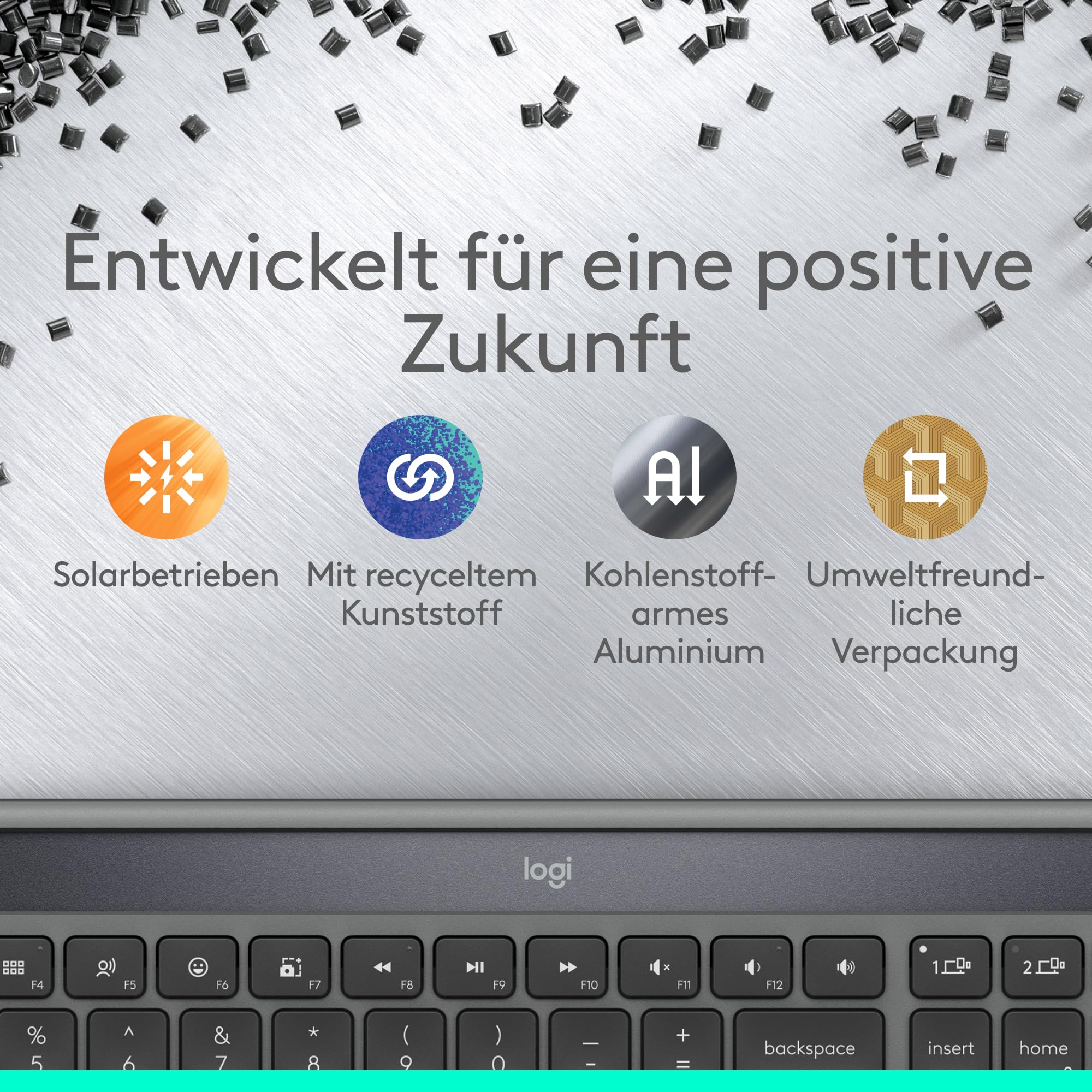 Logitech Signature Slim Solar+ kabellose Bluetooth Tastatur Solar Akku Graphit
