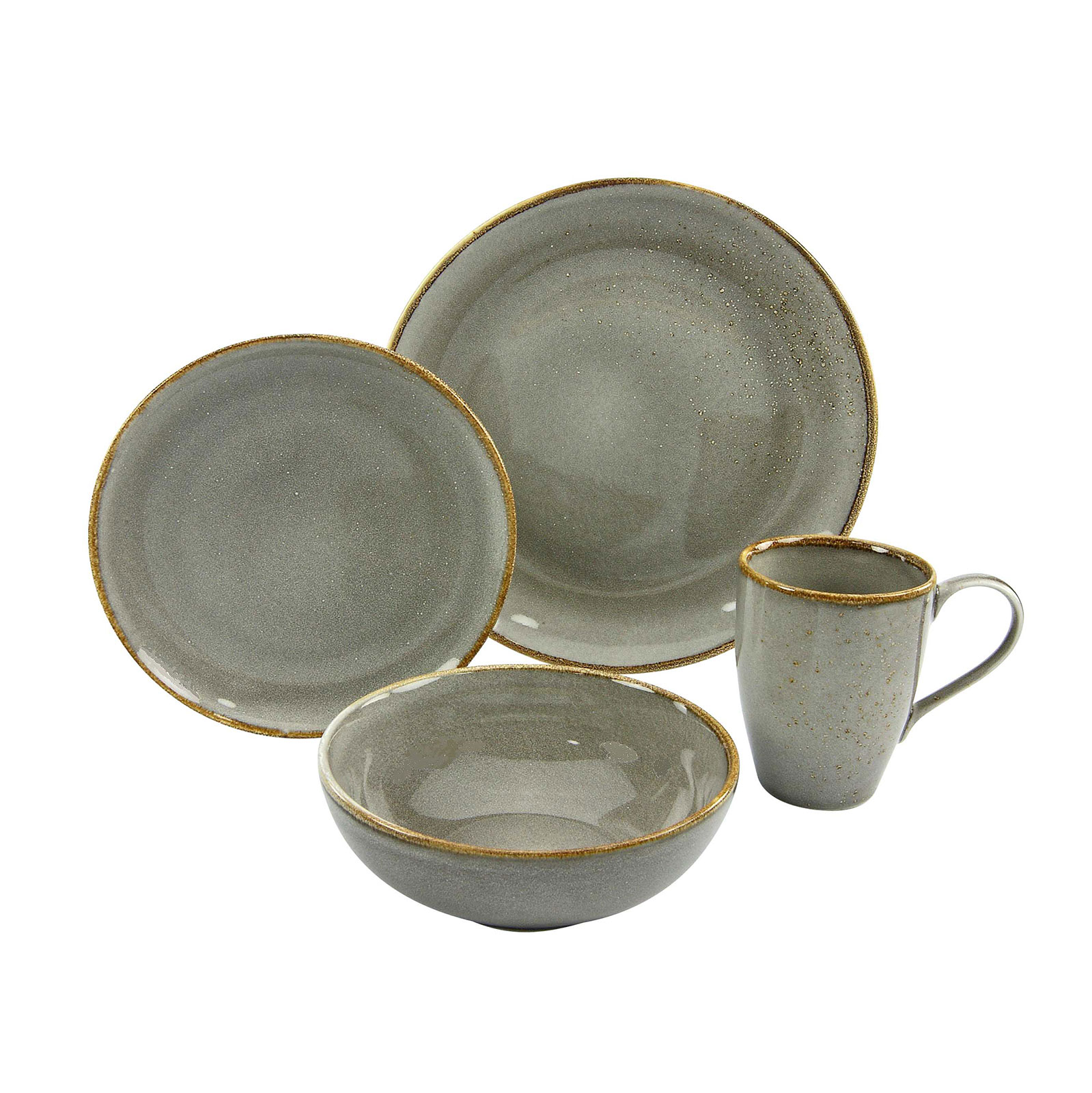 CreaTable, 19985, Serie NATURE COLLECTION Skandinavien, Geschirrset Single Set 4 teilig GREY CreaTable, 19985, Serie NATURE COLLECTION Skandinavien, Geschirrset Single Set 4 teilig GREY