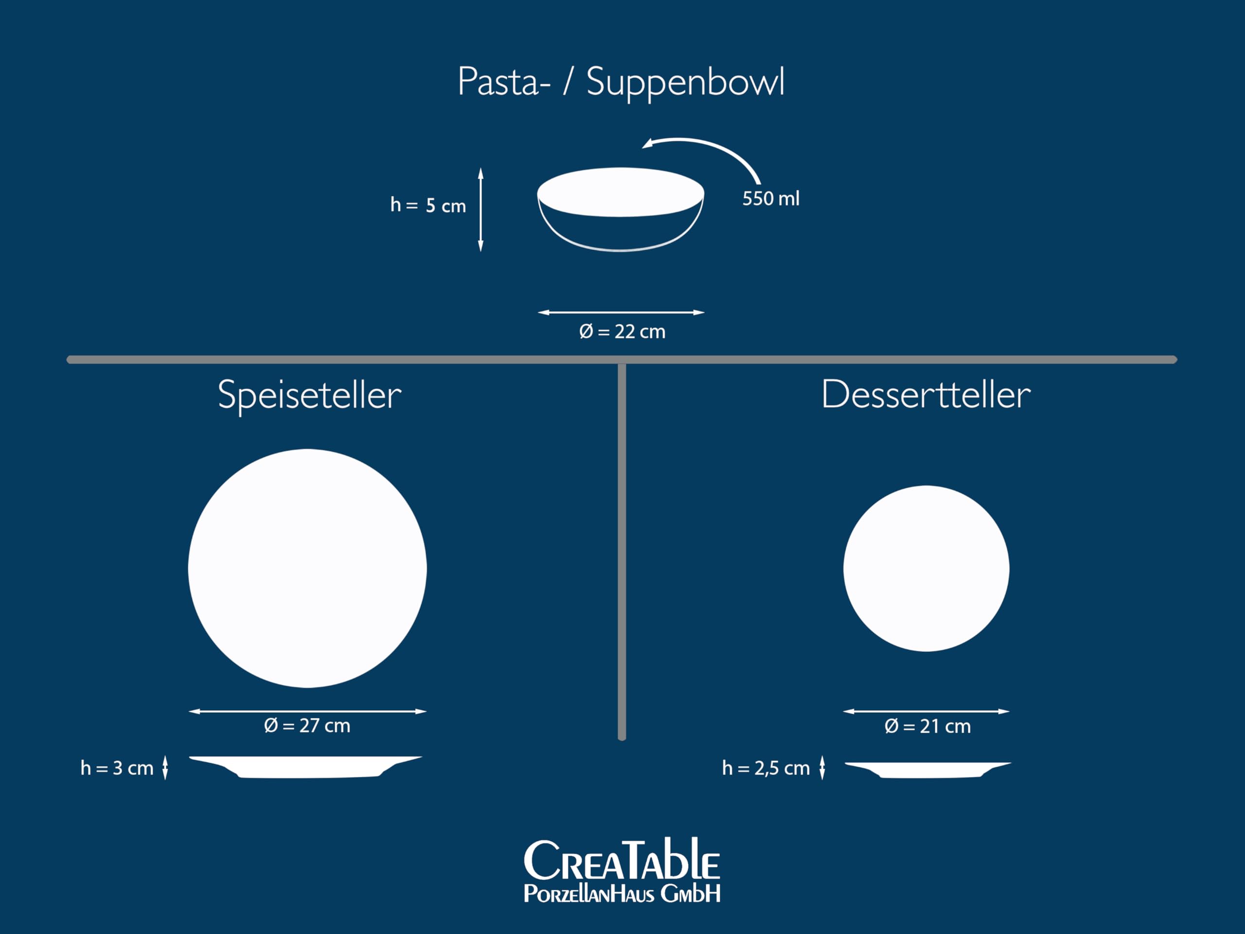 CreaTable, 24345, Serie Catania Anthrazit, 12-tlg Geschirrset für 4 Personen