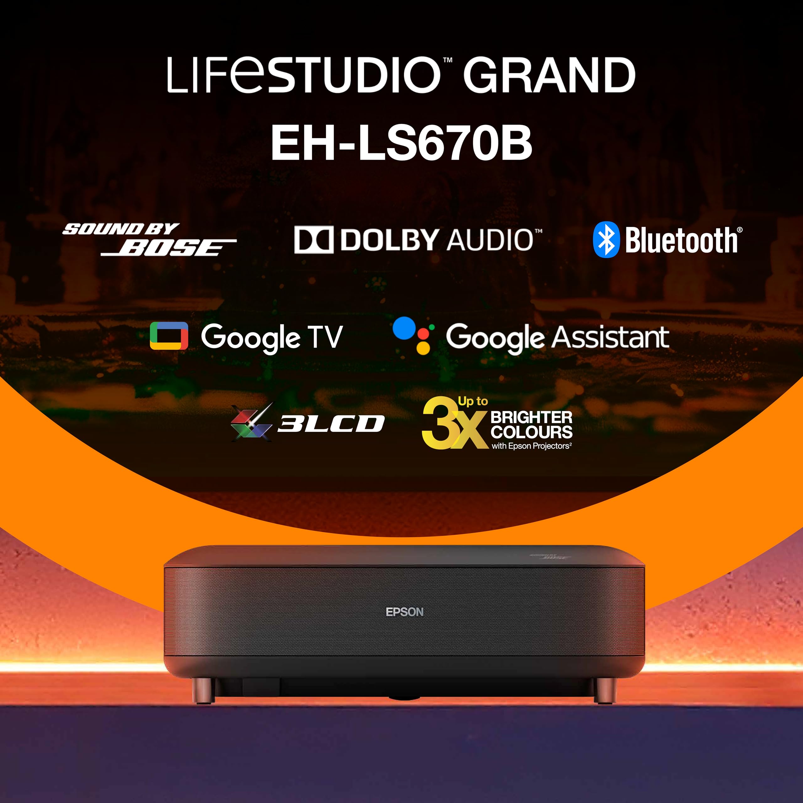 Epson Lifestudio Grand EH-LS670 Smart-Laserprojektor 4K PRO-UHD
