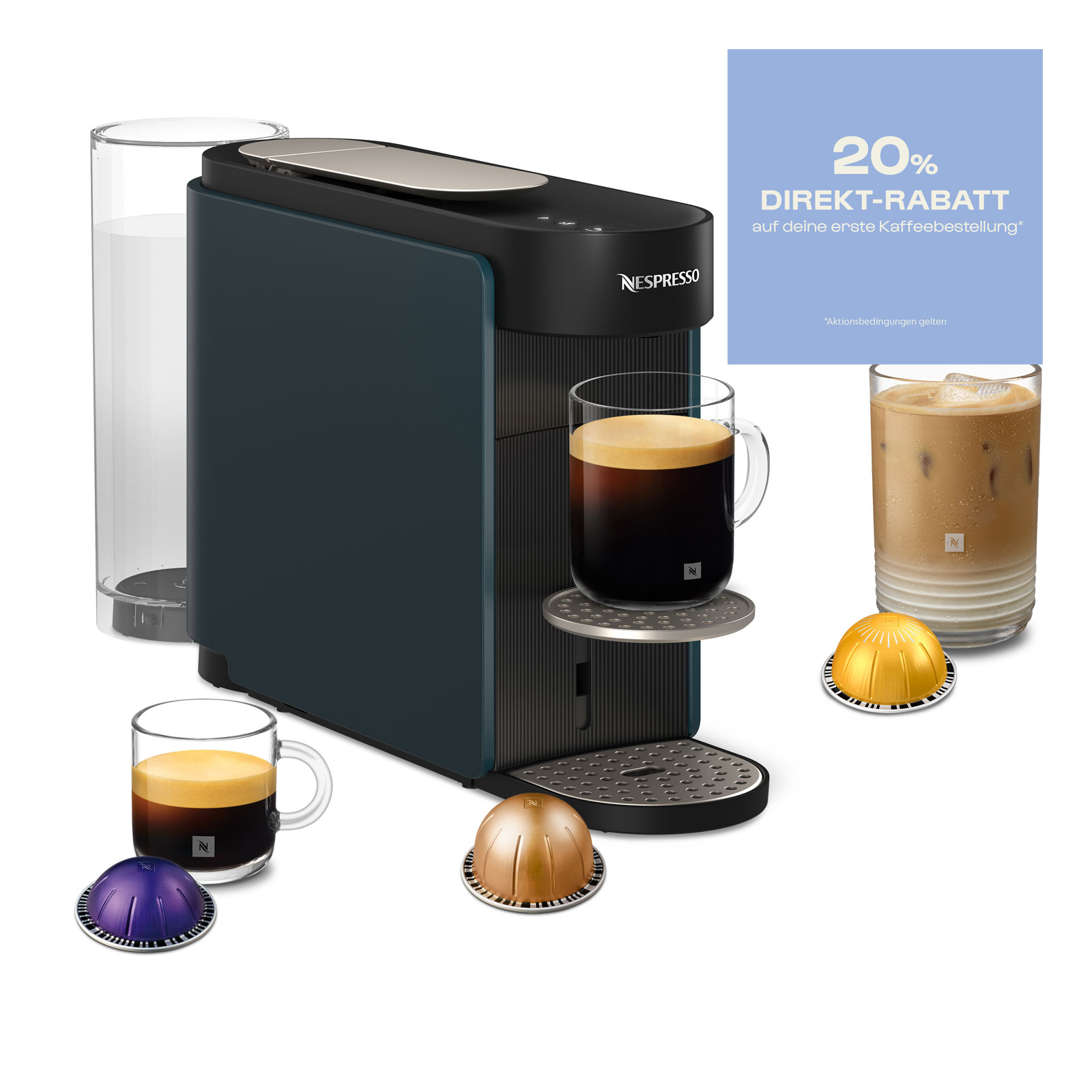 Krups VERTUO Up Kaffeekapselmaschine Kapselmaschine Ocean Blue XN9404