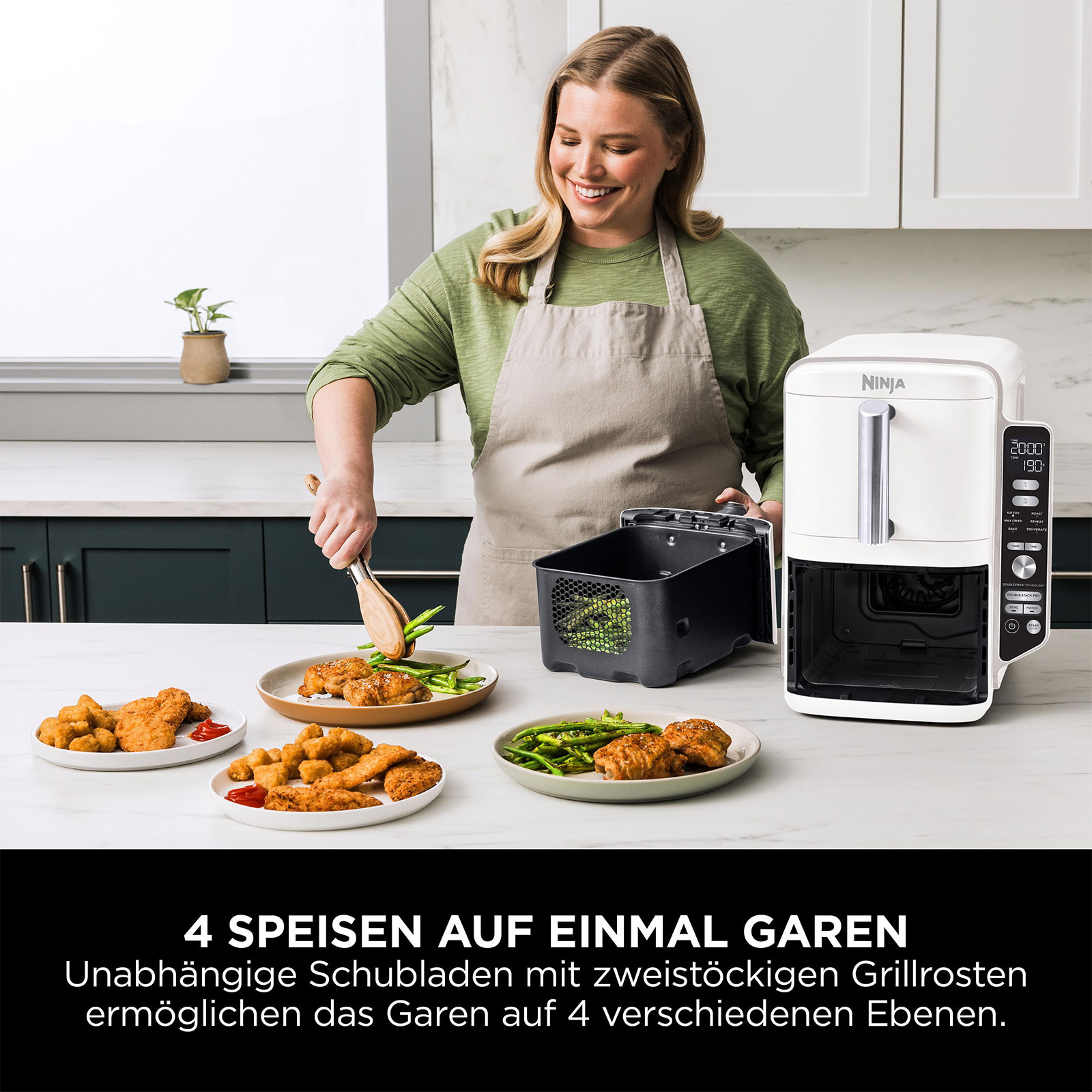 Ninja SL400EUWH Doppel XL Doppel-Heißluftfritteuse