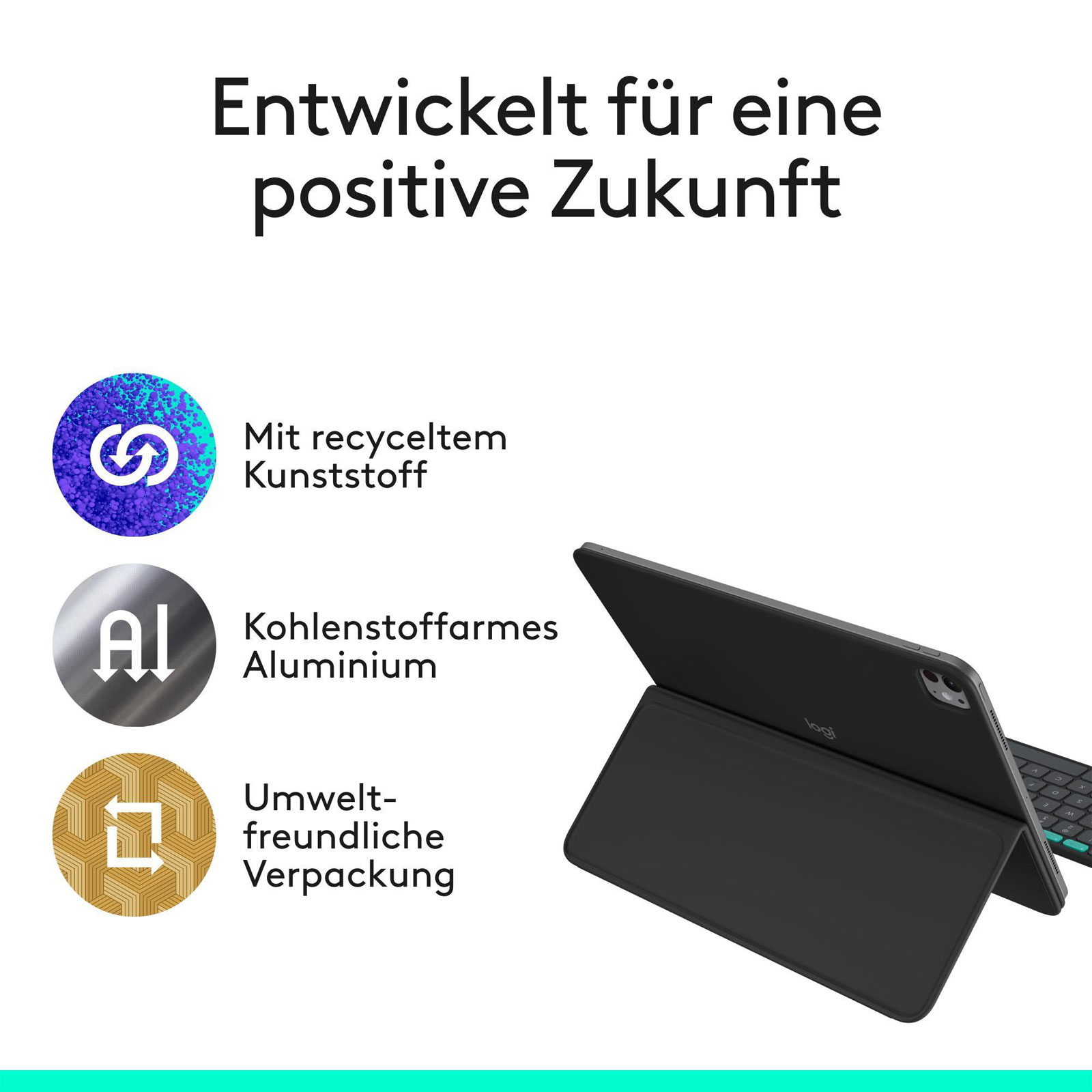 Logitech Folio Touch, graphite, für iPad Pro &; iPad Air 13 Zoll Tablet-Tastatur