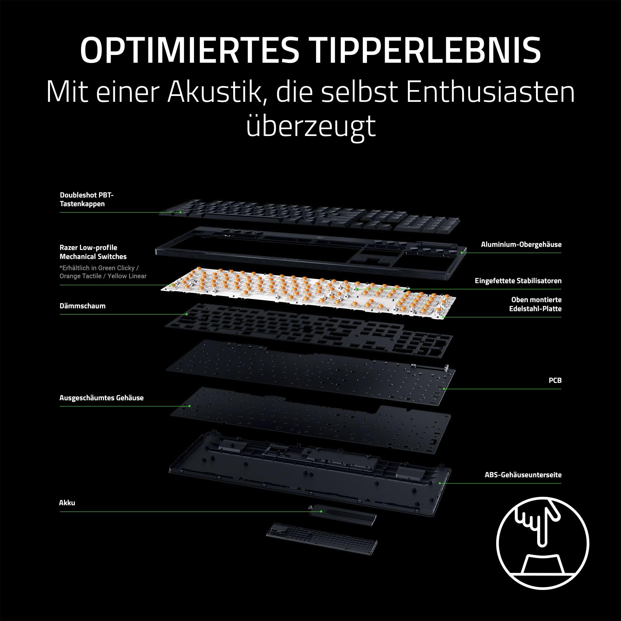 Razer BlackWidow V4 Low-Profile HyperSpeed -  mechanische Gaming-Tastatur