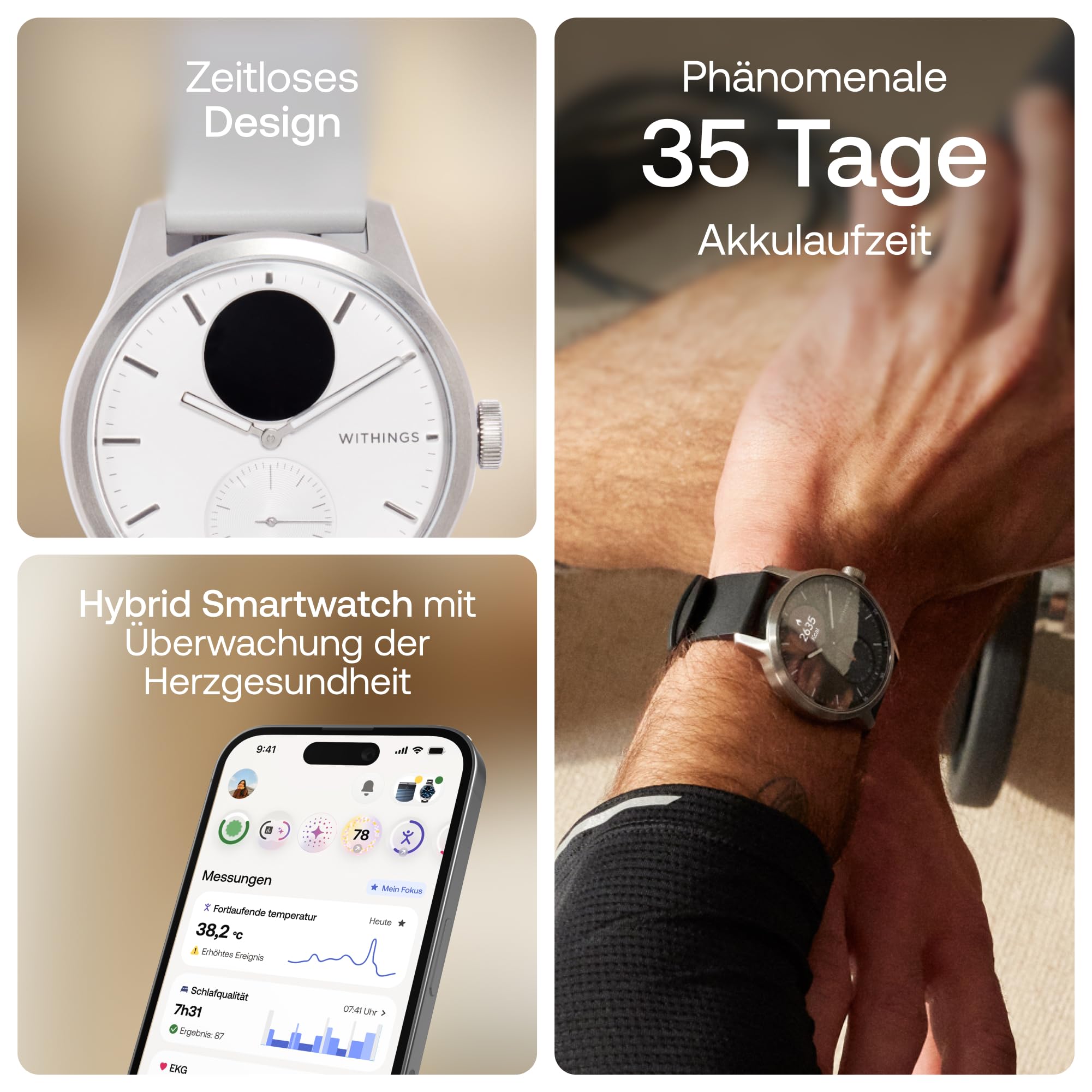 Withings ScanWatch 2 – Gesundheits-Smartwatch für Damen und Herren
